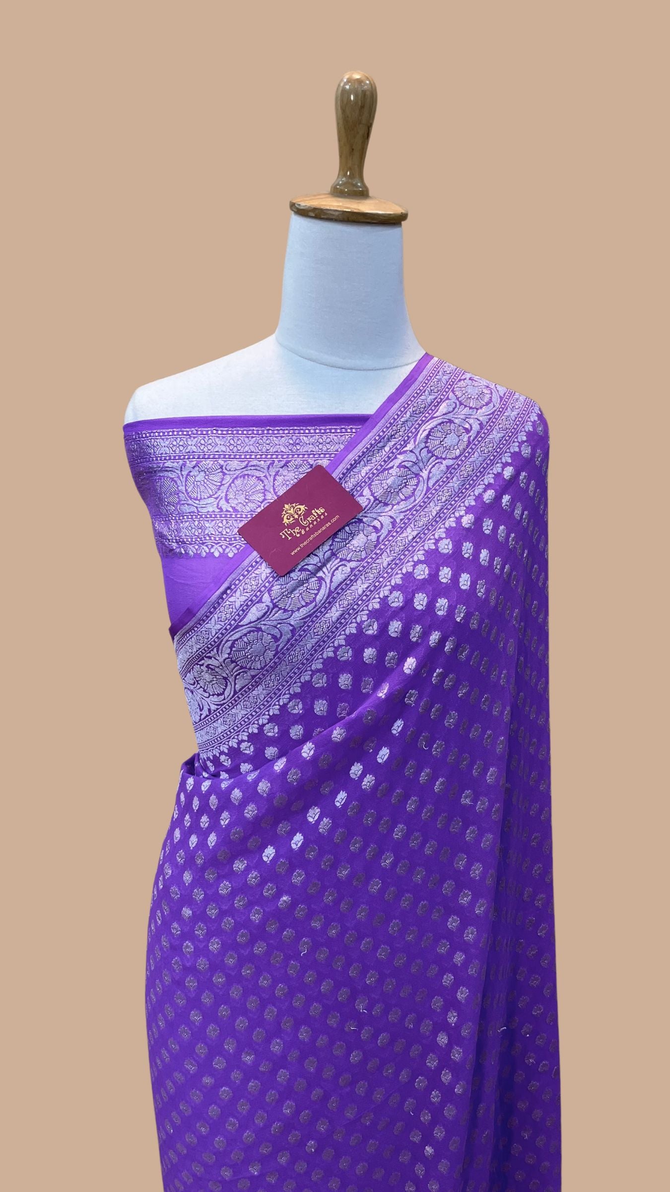 Pure Georgette Banarasi Saree - Silver Zari