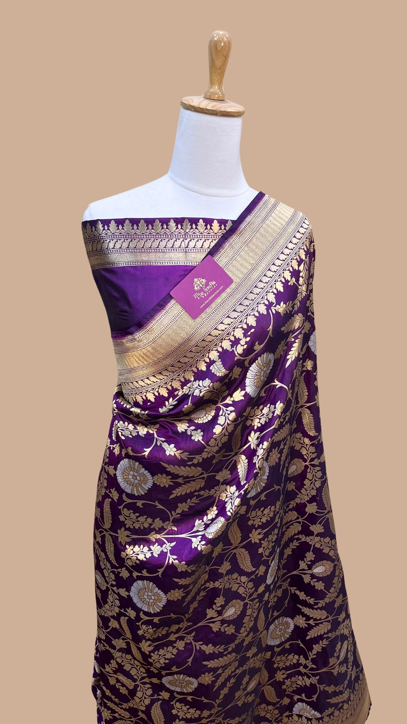 Pure Katan Silk Handloom Banarasi Saree - All over Sona Roopa Jaal work
