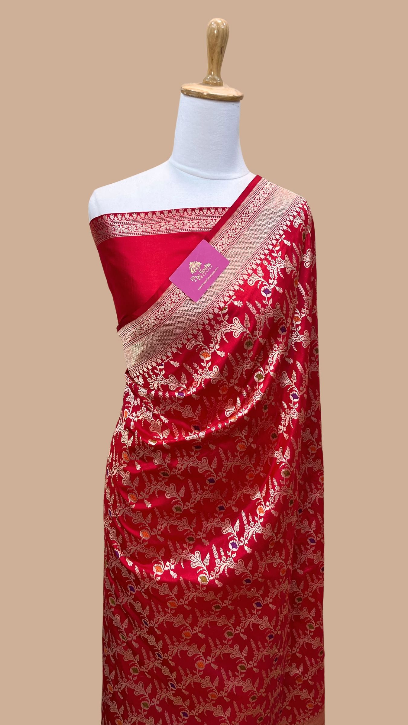 Pure Katan Silk Handloom Banarasi Saree - All over Meenakari Jaal work