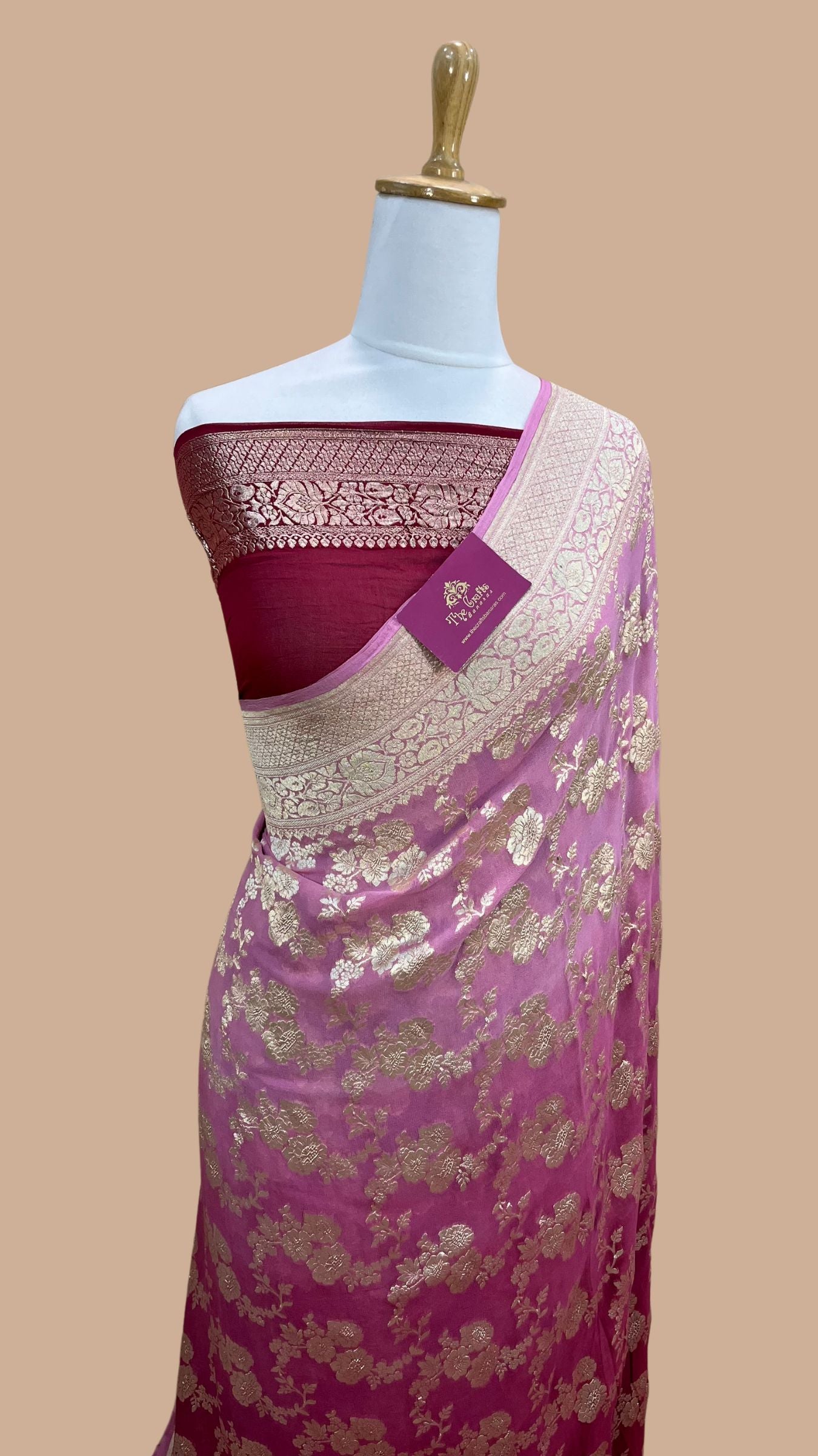 Khaddi Georgette Banarasi Saree - Water Zari