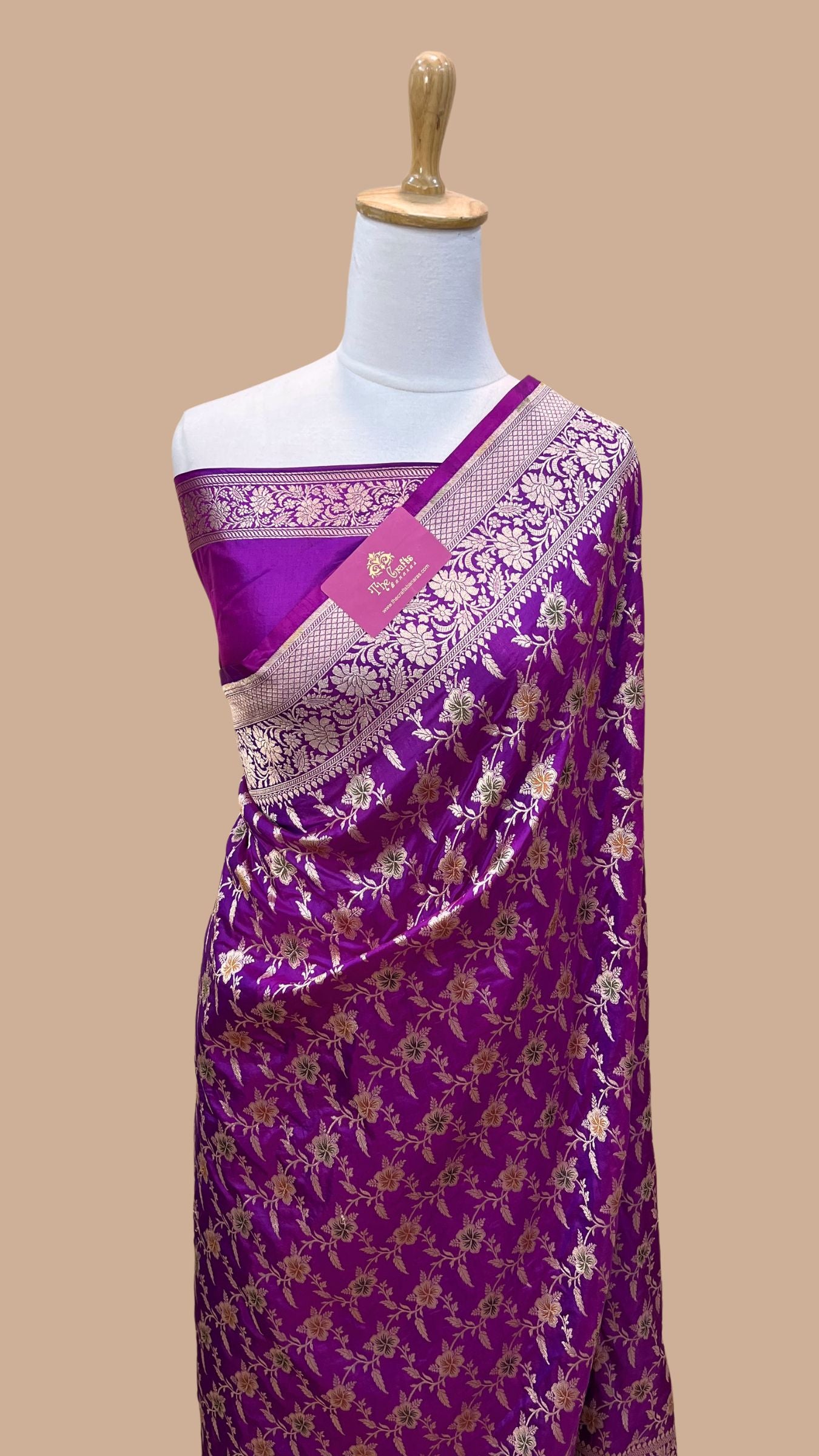 Pure Katan Silk Handloom Banarasi Saree - All over Meenakari Jaal work