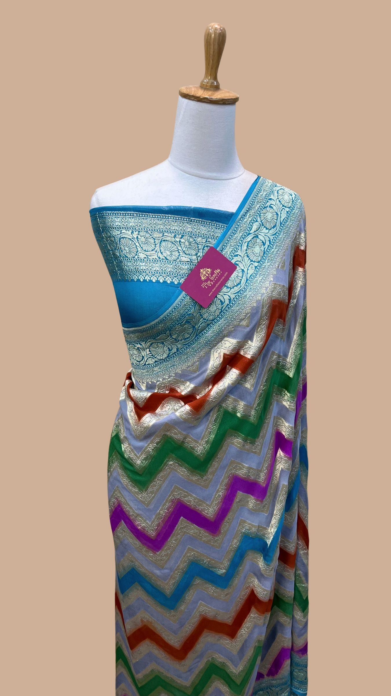Khaddi Georgette Handloom Banarasi Saree - Water Zari