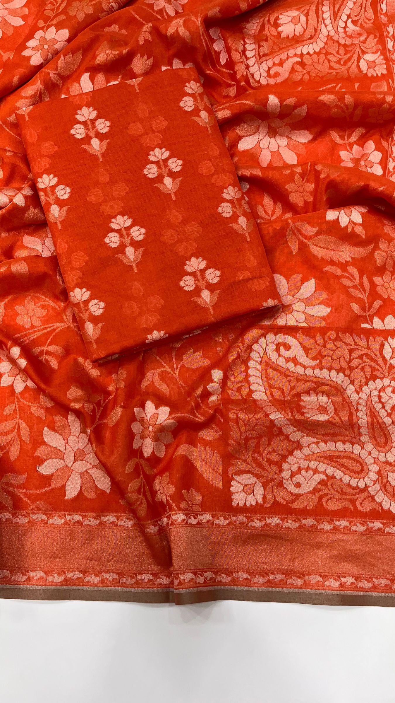 Pure Ektara Cotton Jamdani Banarasi Dress Material