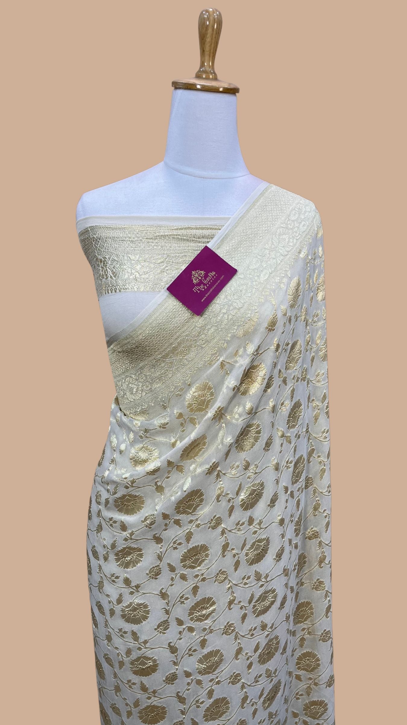 Khaddi Georgette Banarasi Saree - Water Zari