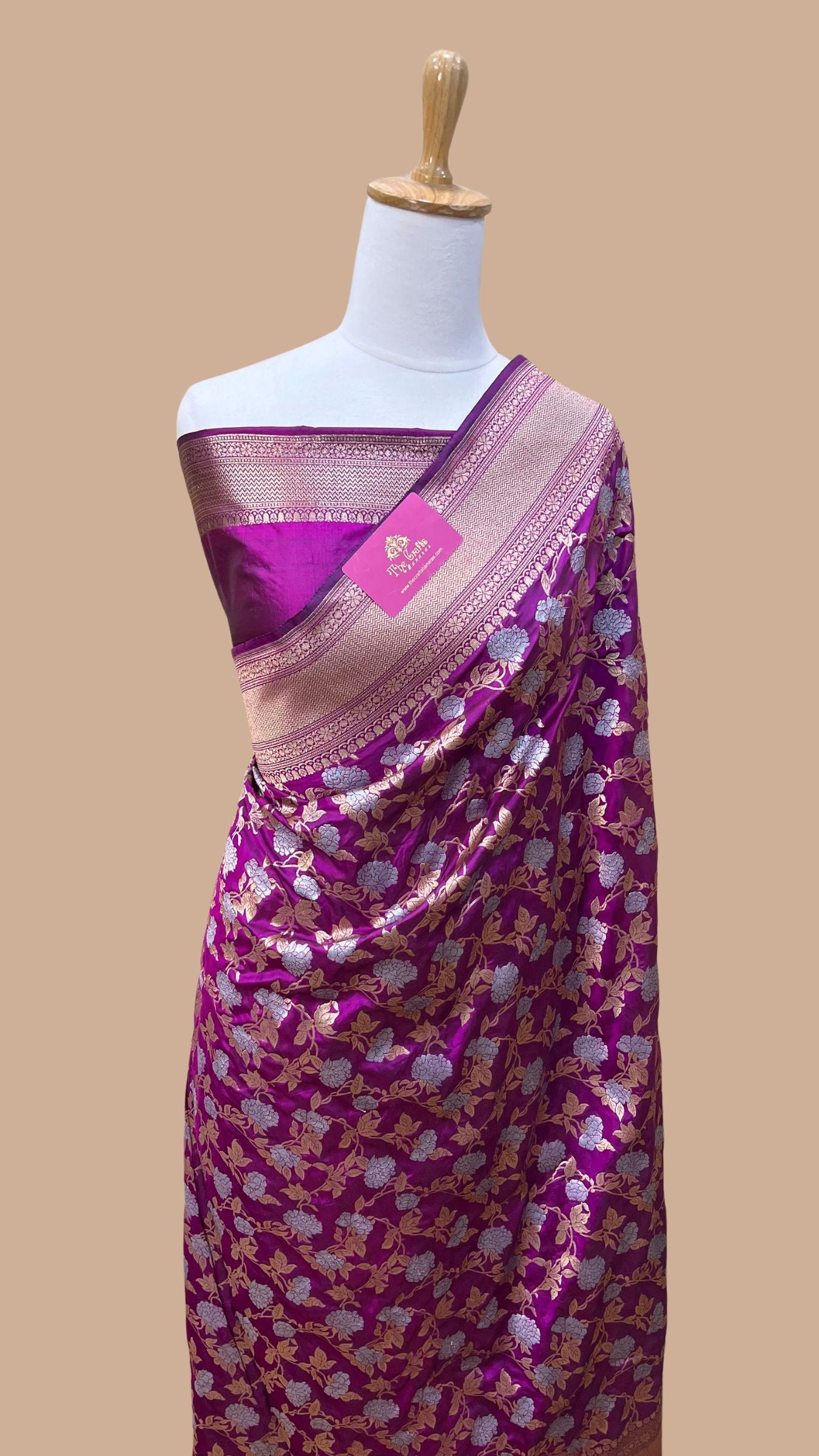 Pure Katan Silk Handloom Banarasi Saree - All over Sona Roopa Jaal work