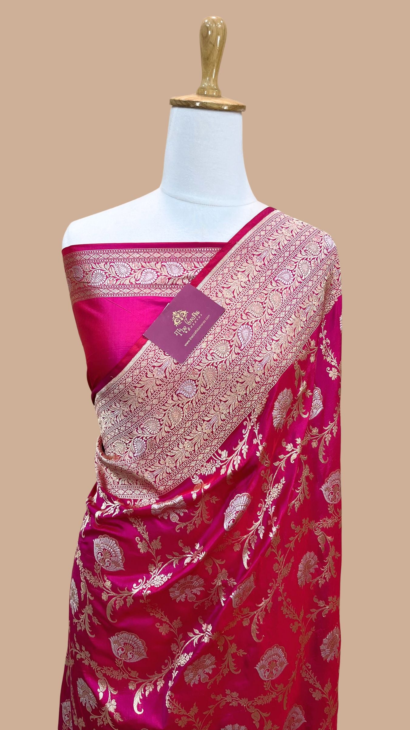 Pure Katan Silk Handloom Banarasi Saree - All over Sona Roopa Jaal work