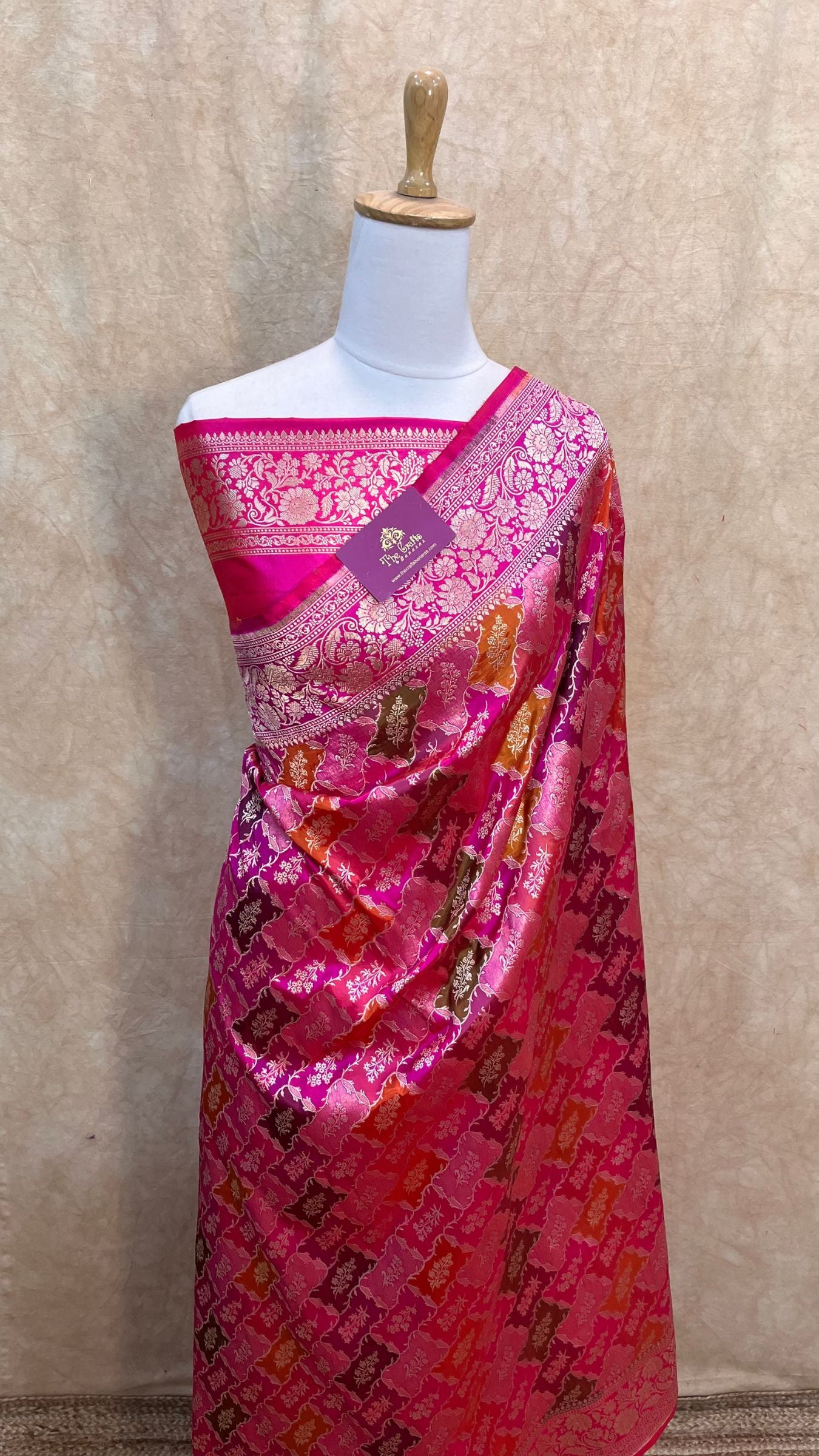 Rangkat Pure Katan Silk Handloom Banarasi Saree - All over Jaal work