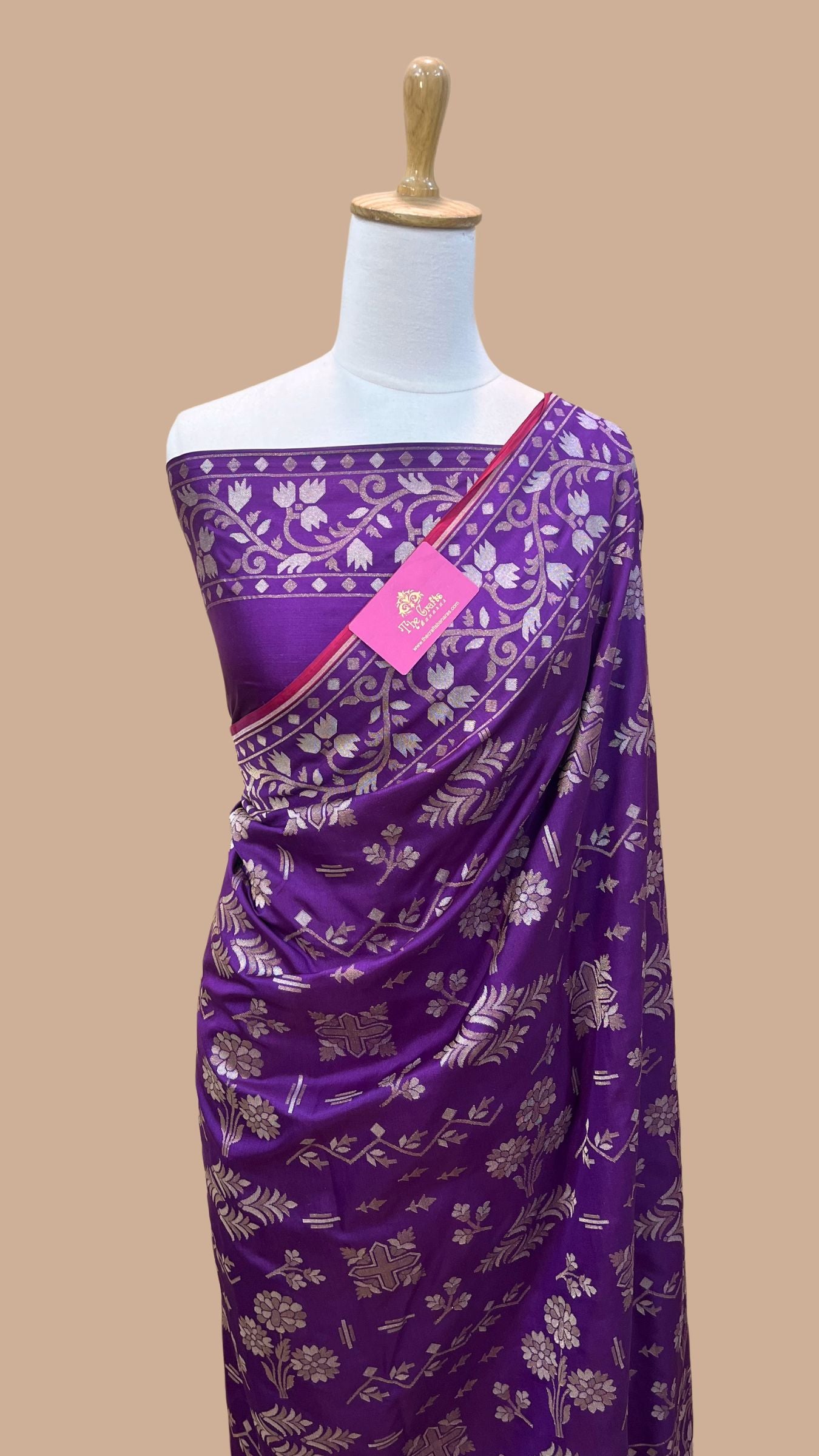 Pure Ektara Katan Jamdani Banarasi Saree - Alfi