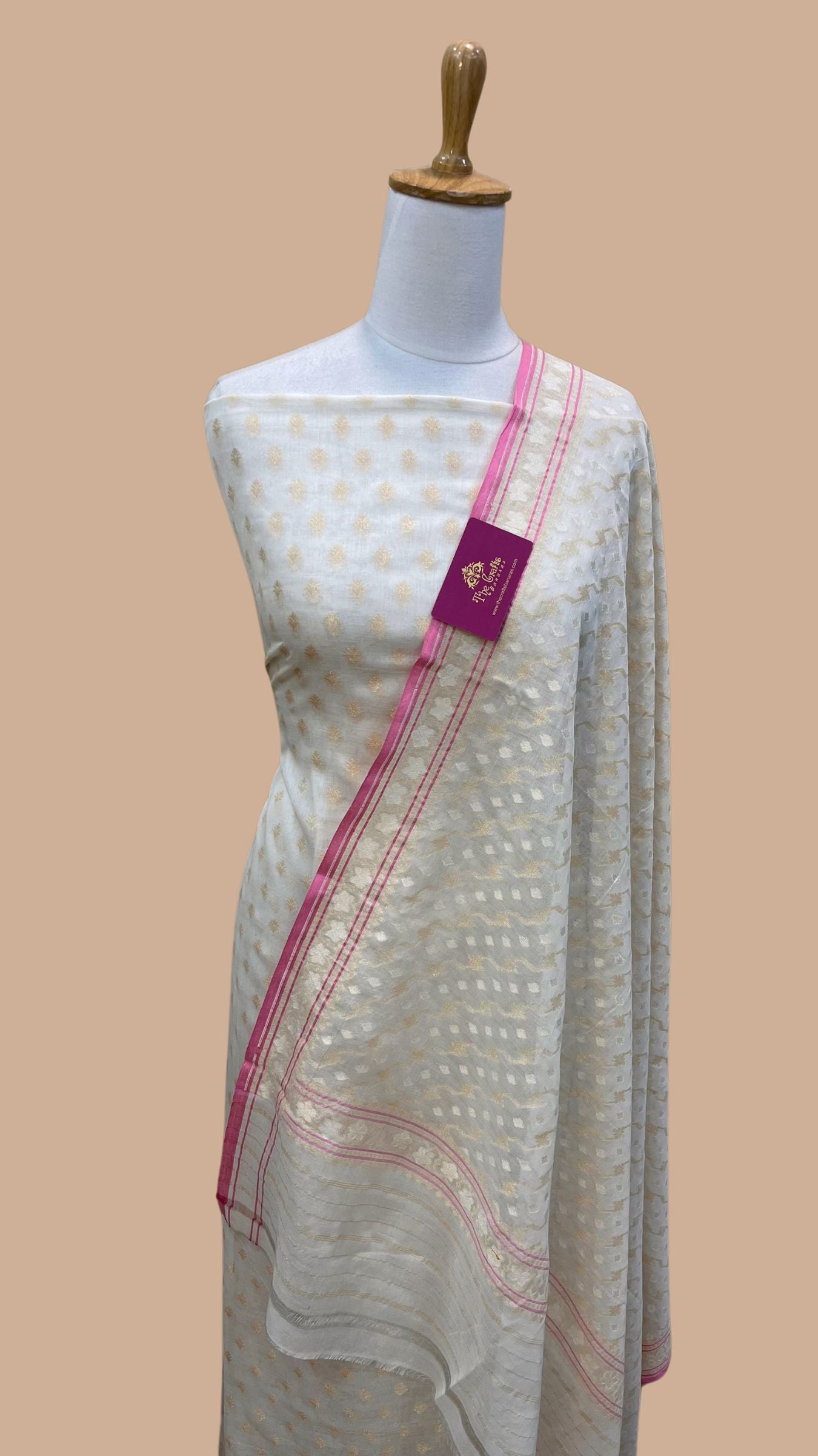 Pure Ektara Cotton Jamdani Banarasi Dress Material