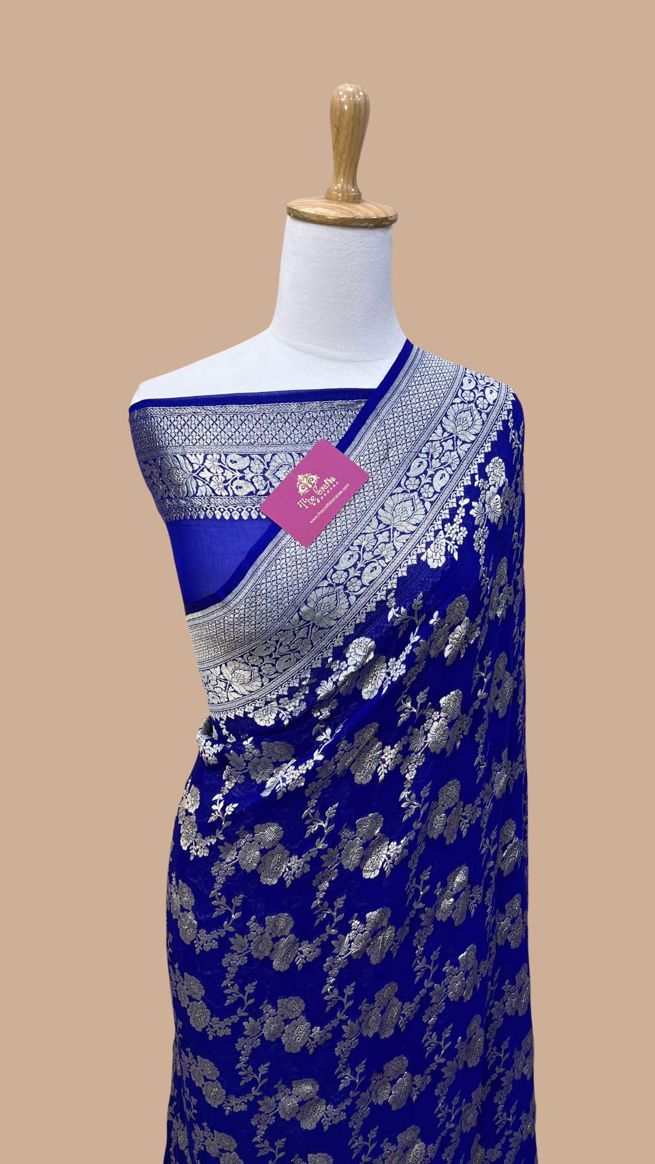 Khaddi Georgette Handloom Banarasi Saree - Water Zari