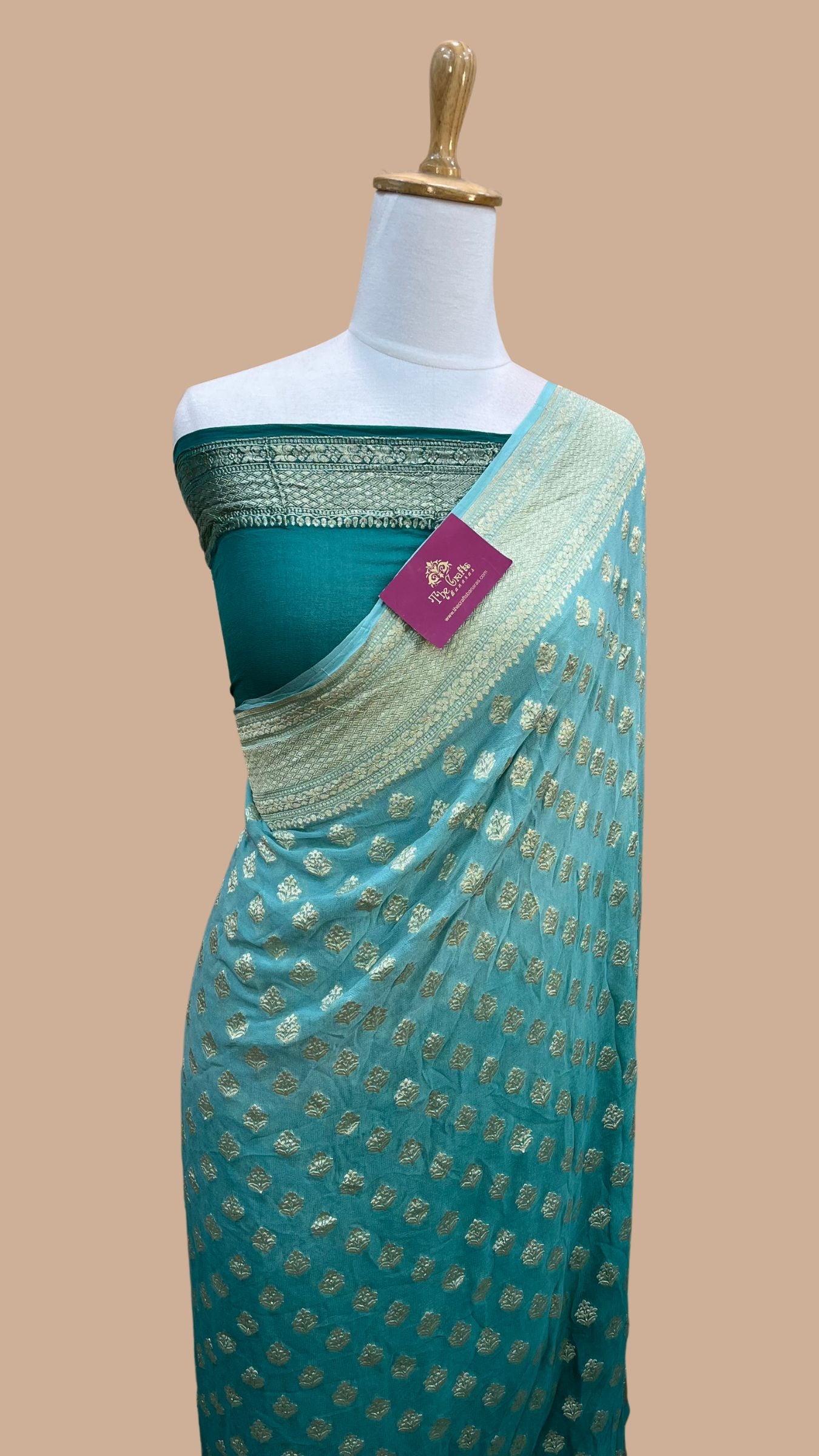 Khaddi Georgette Banarasi Saree - Water Zari