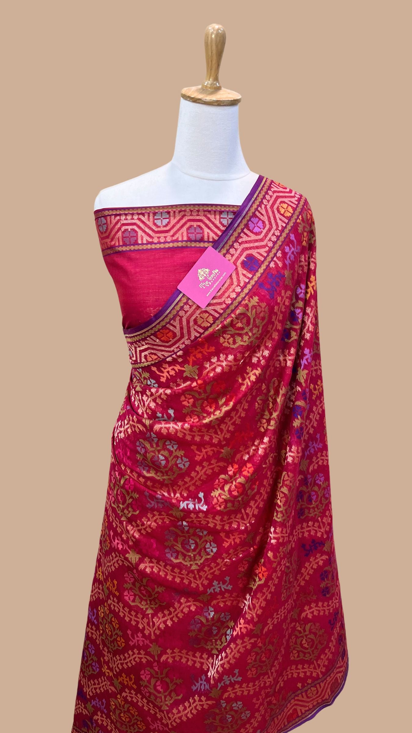 Pure Ektara Cotton Jamdani Banarasi Saree - Tilfi