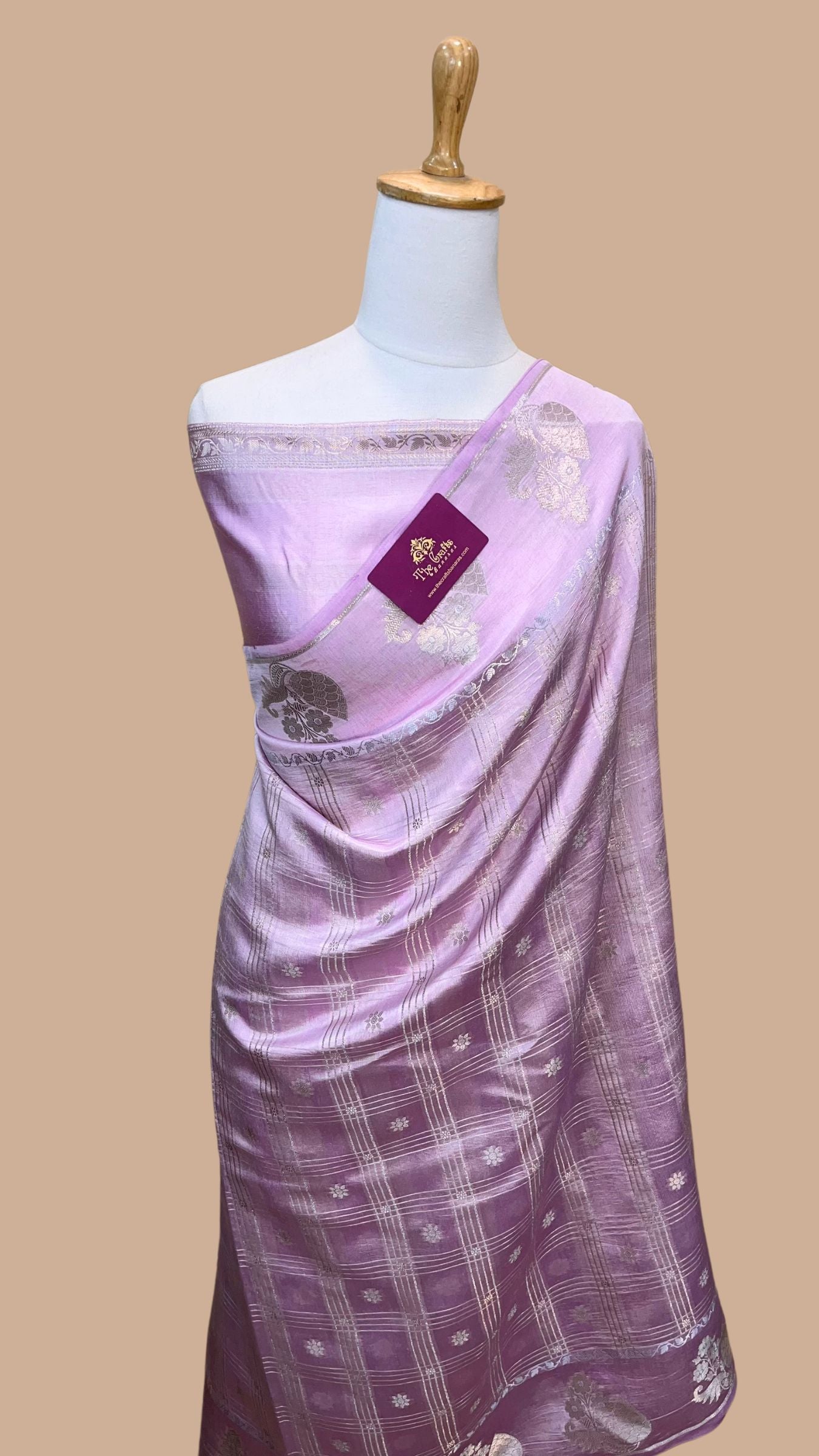 Lavender Pure Chiniya Silk Banarasi Saree