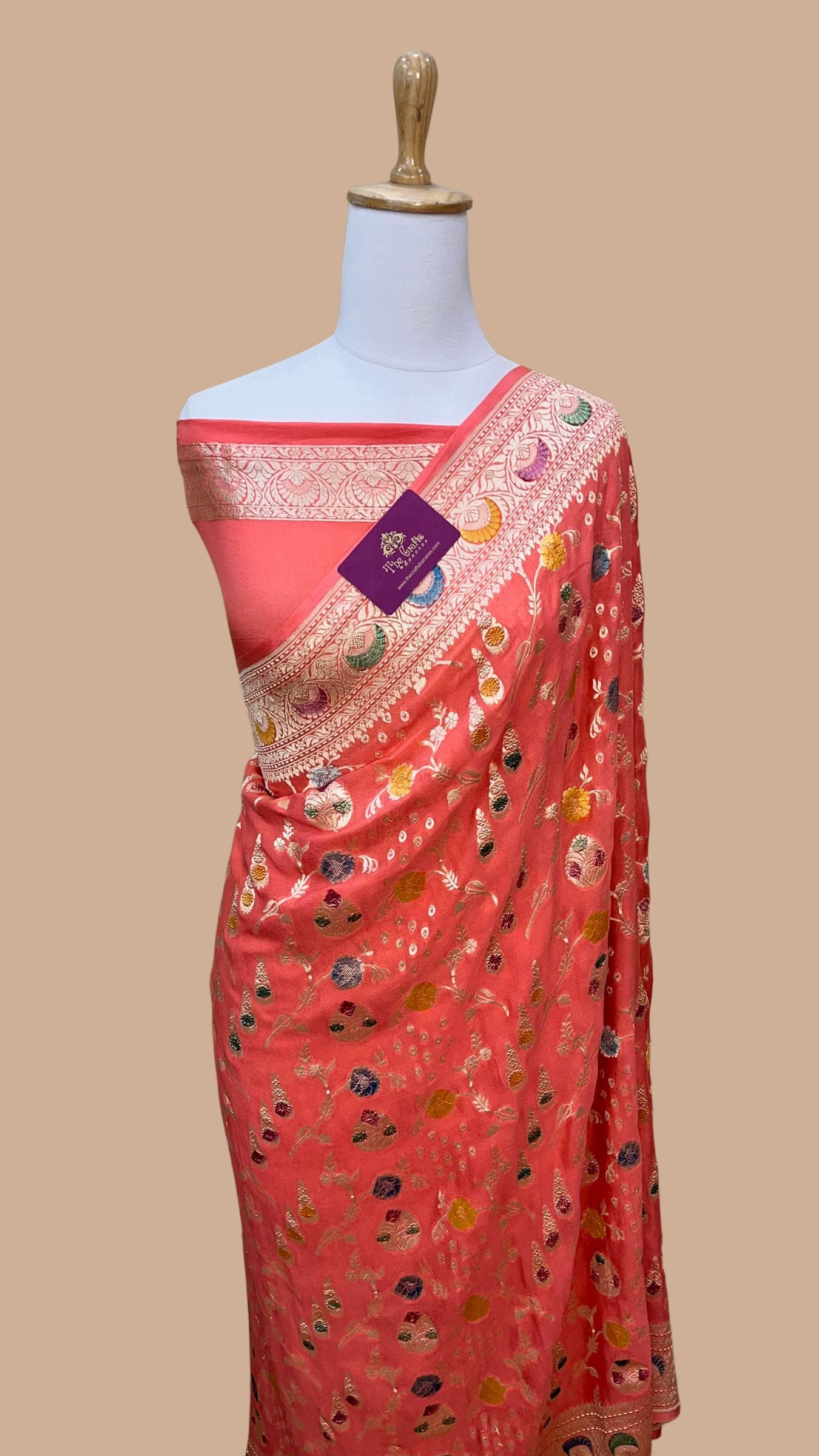 Khaddi Georgette Handloom Banarasi Saree