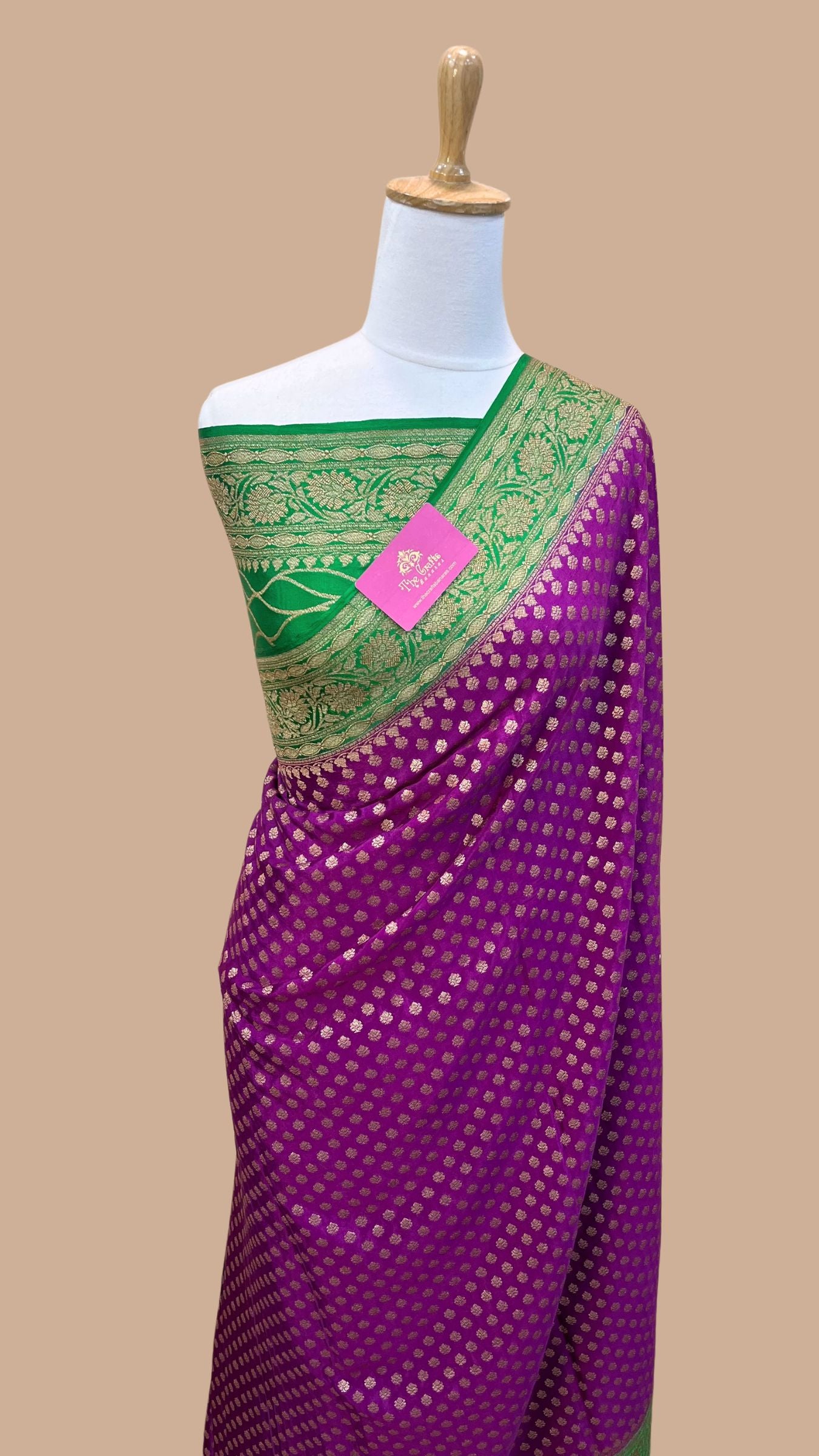 Pure Crepe Georgette Banarasi Saree - Antique Zari