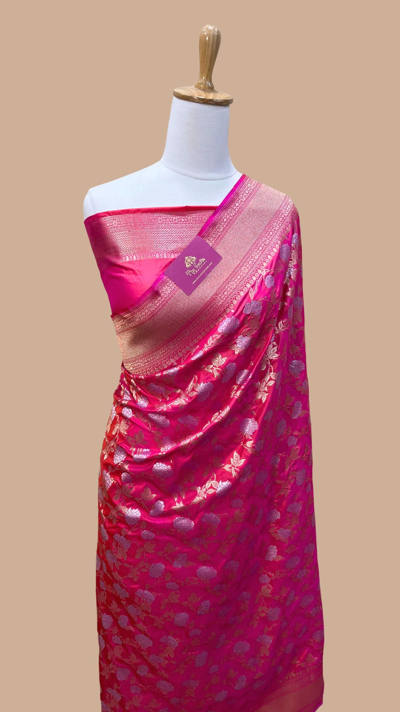 Pure Katan Silk Handloom Banarasi Saree - All over Sona Roopa Jaal work