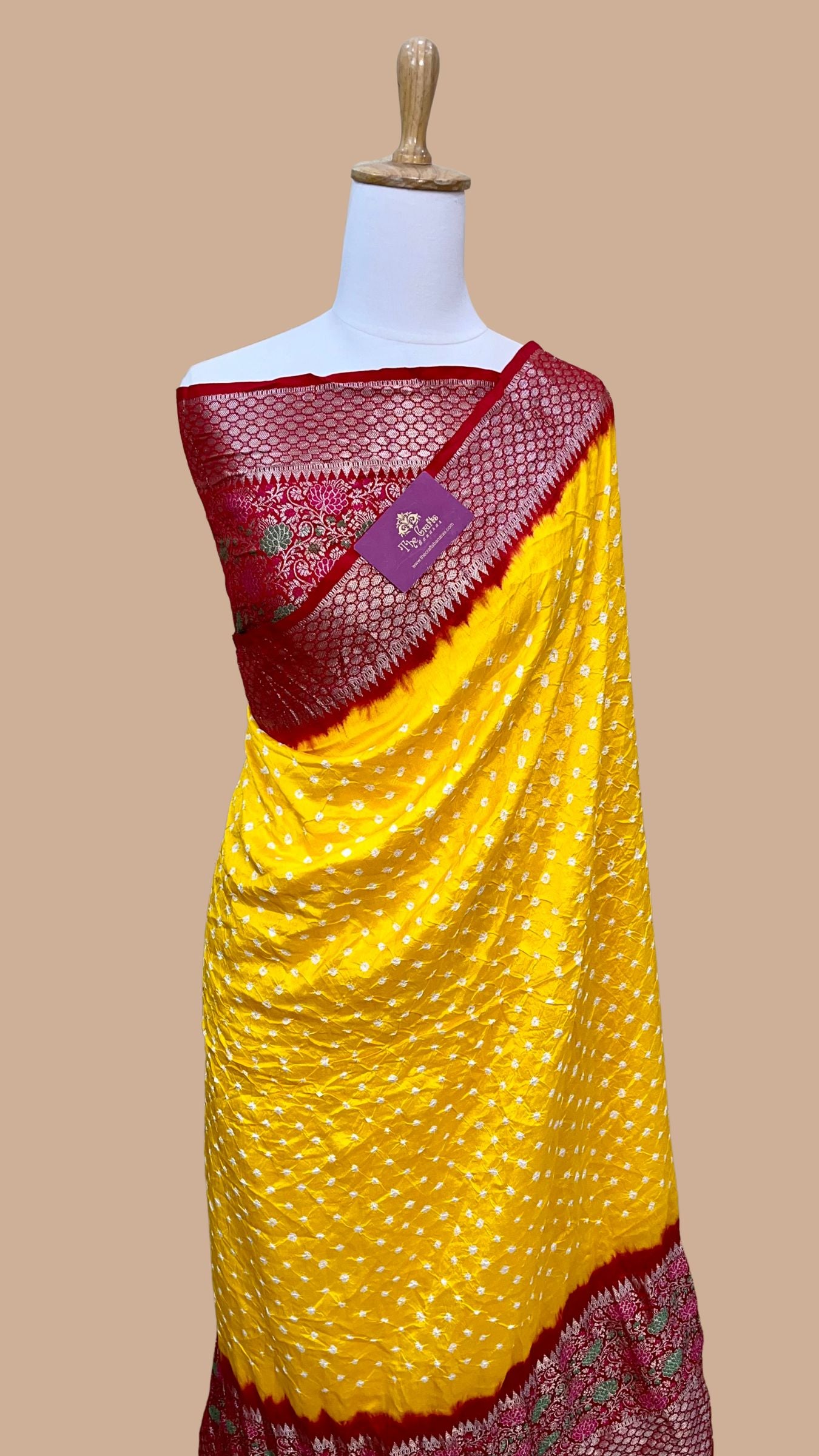 Pure Chiniya Silk Handloom Bandhej Banarasi Saree