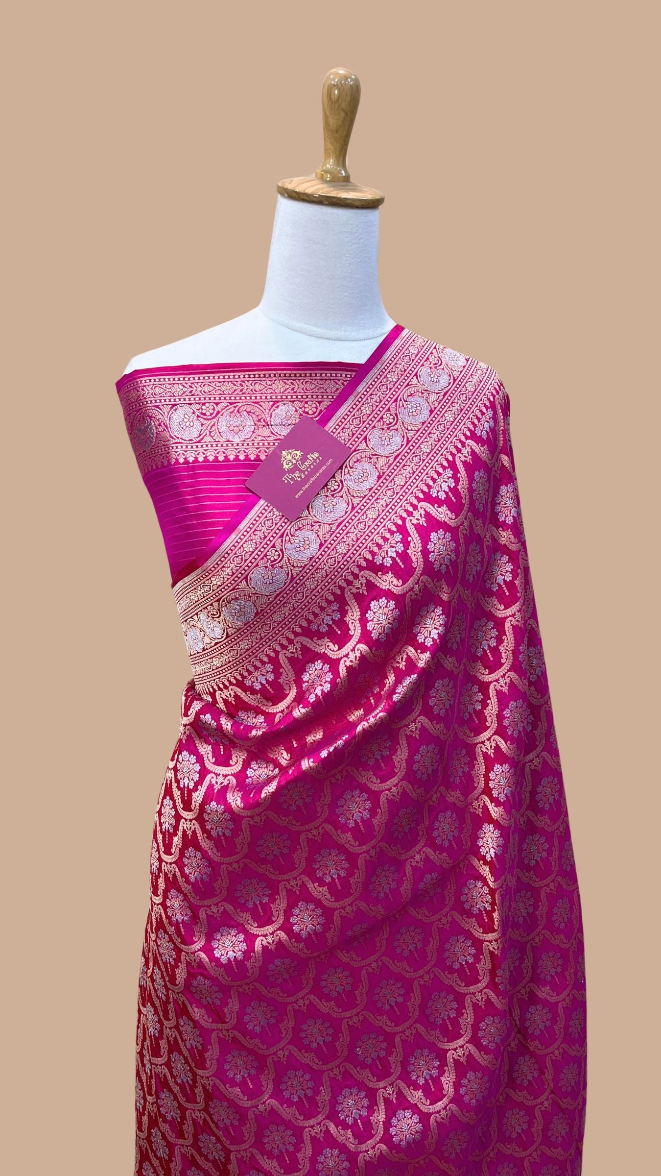 Pure Katan Silk Handloom Banarasi Saree - All over Sona Roopa Jaal work