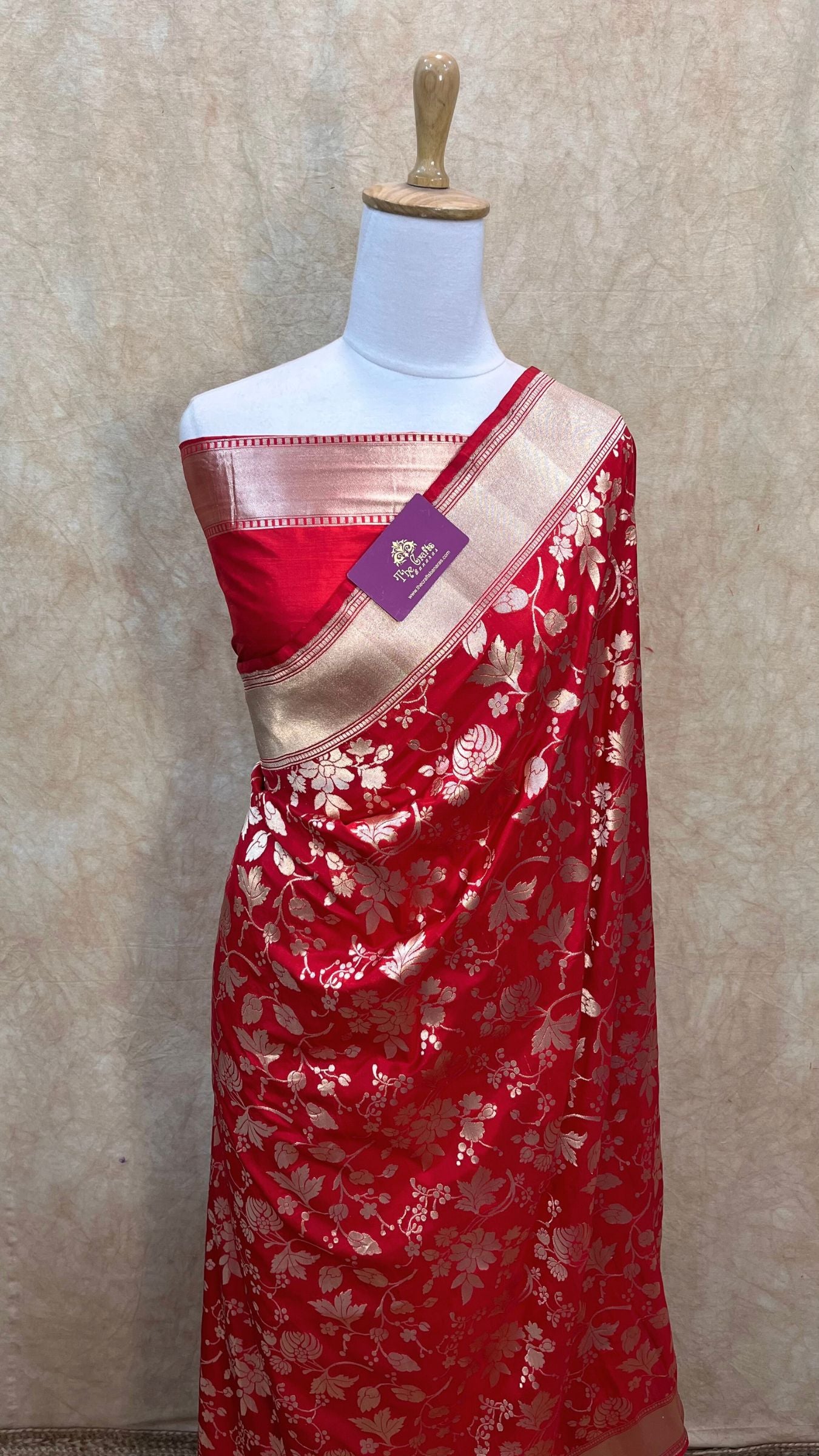 Pure Katan Silk Handloom Banarasi Saree - Jaal work