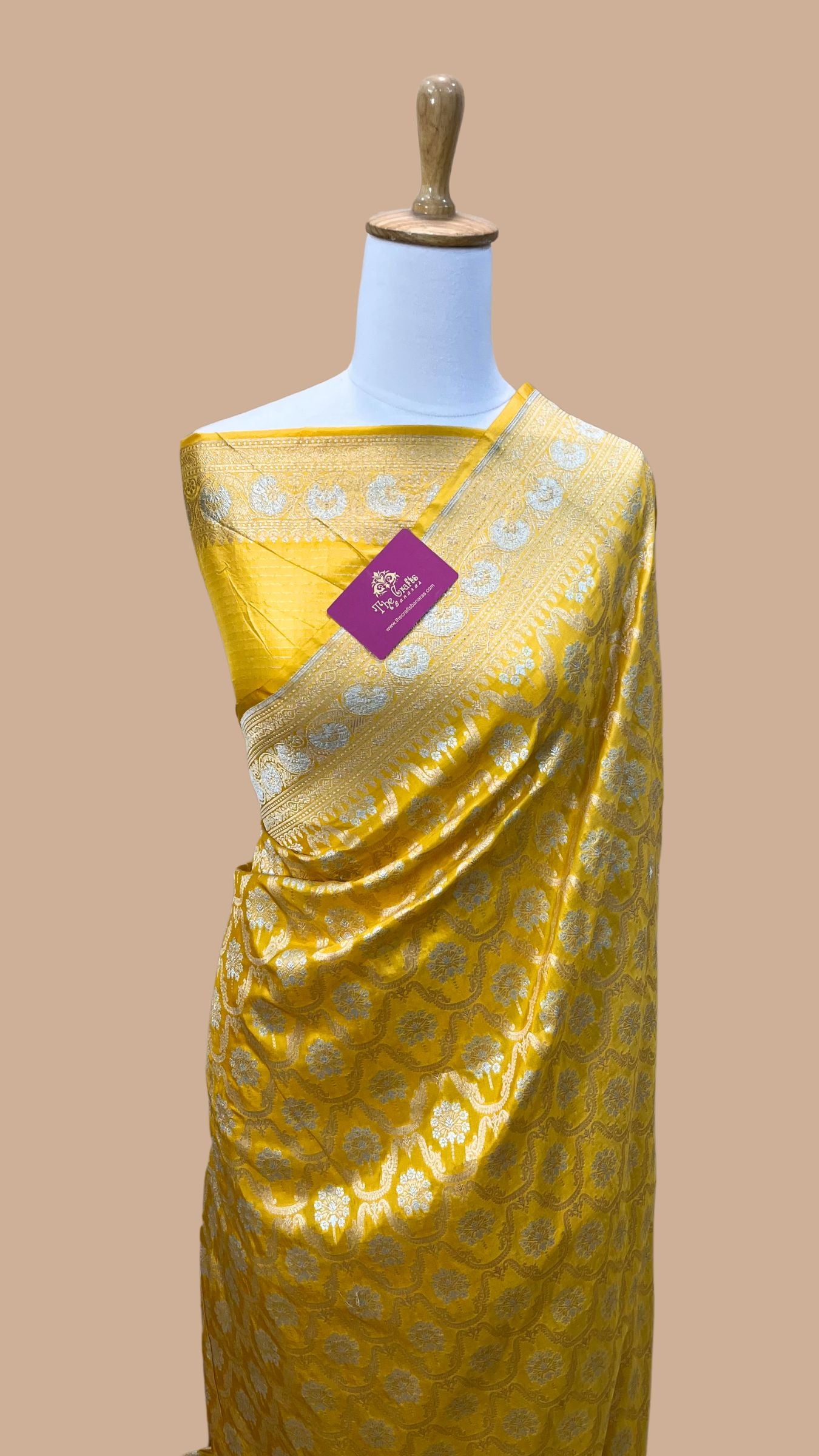 Pure Katan Silk Handloom Banarasi Saree - All over Sona Roopa Jaal work