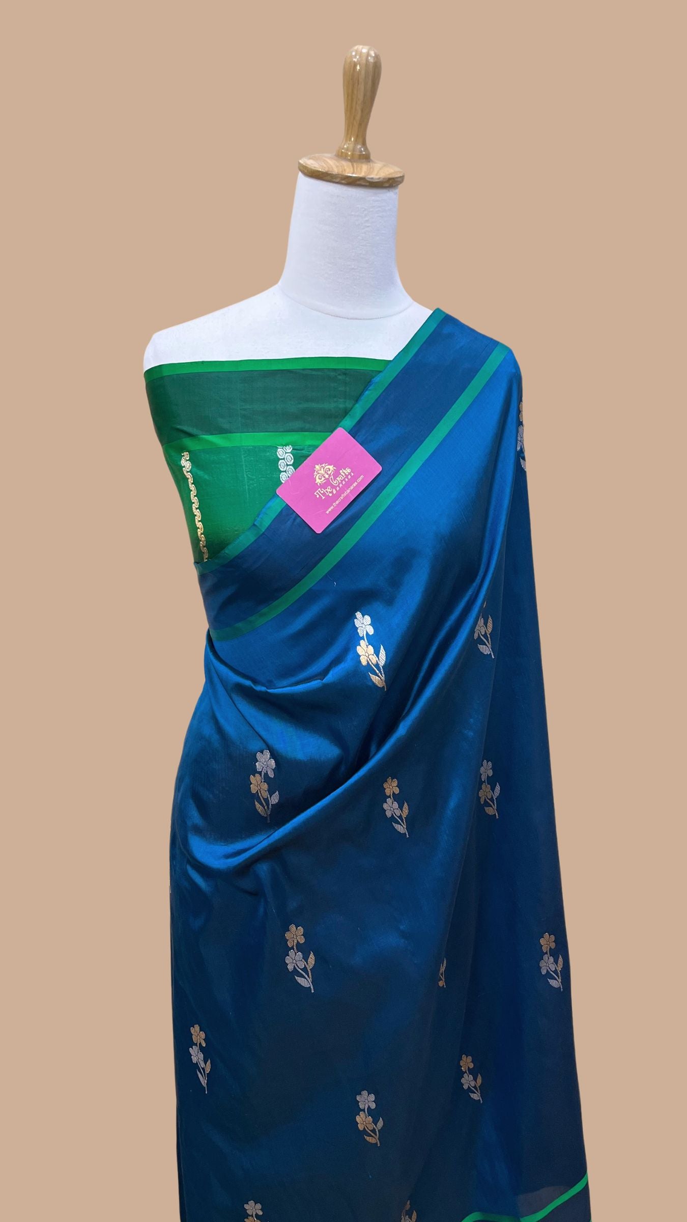 Pure Mango Silk Handloom Banarasi Saree - With Sona Roopa Motifs