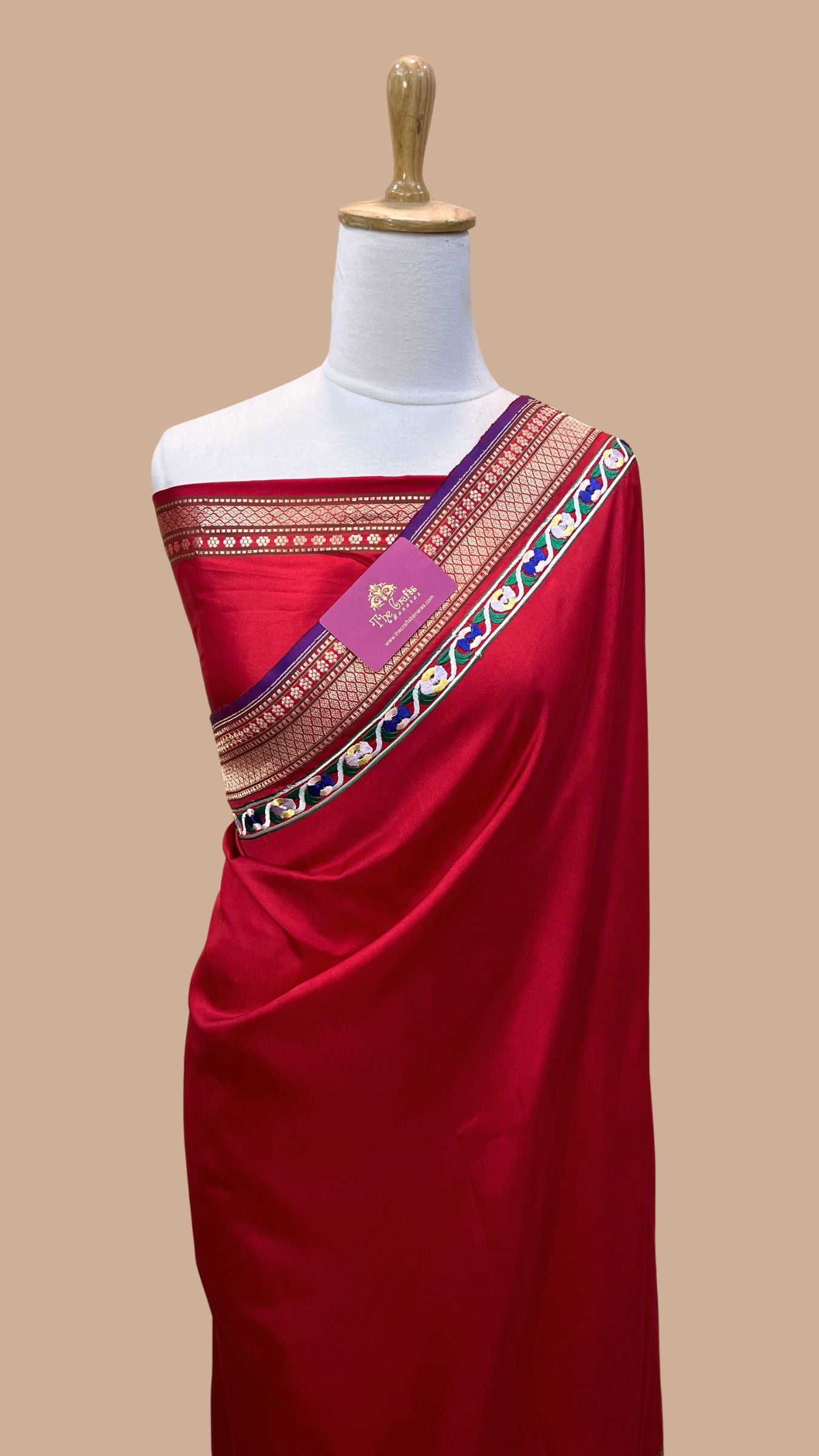 Pure Katan Silk Handloom Banarasi Saree - kadhua border with chikankari