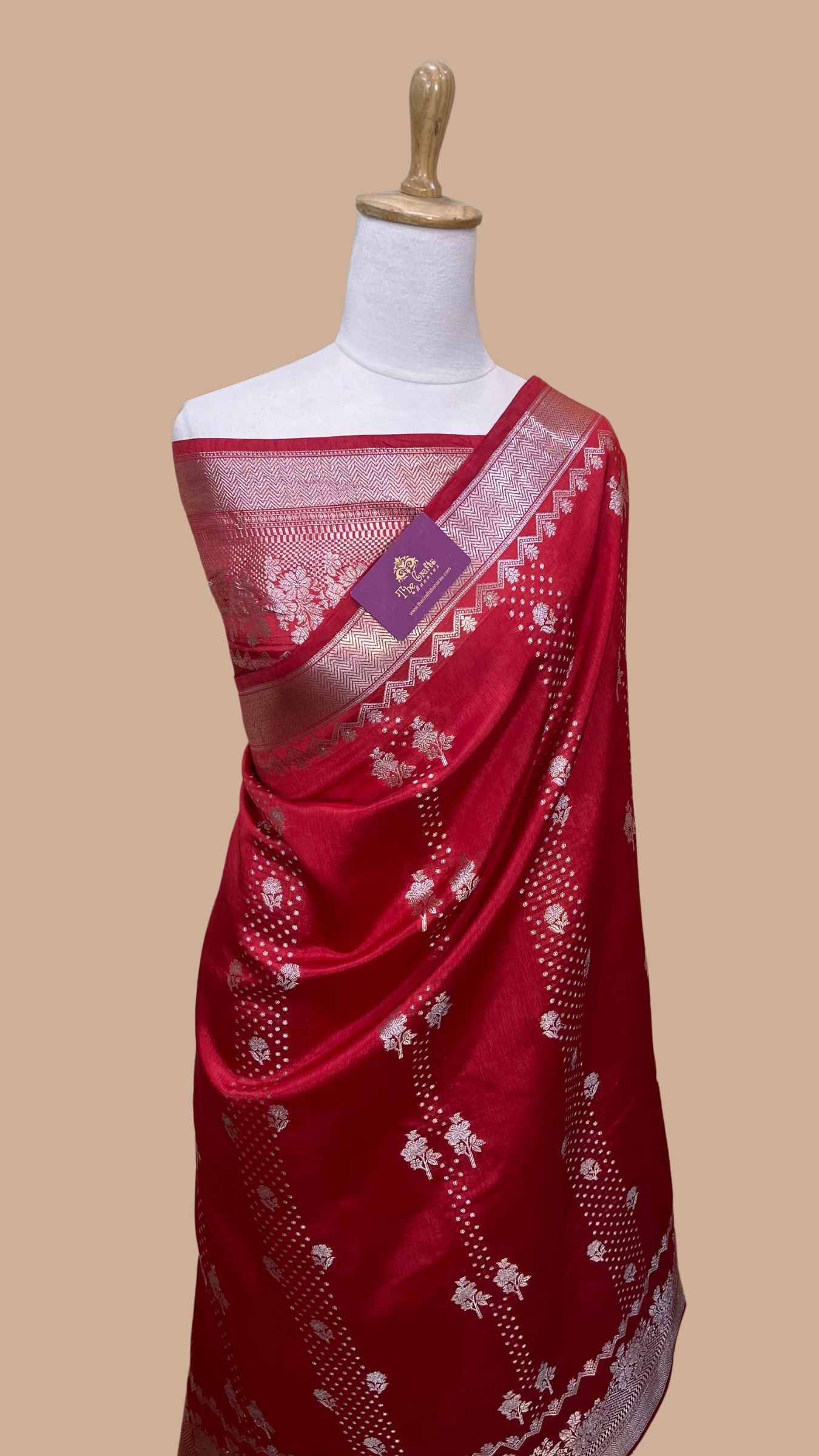 Red Pure Chiniya Silk Banarasi Saree