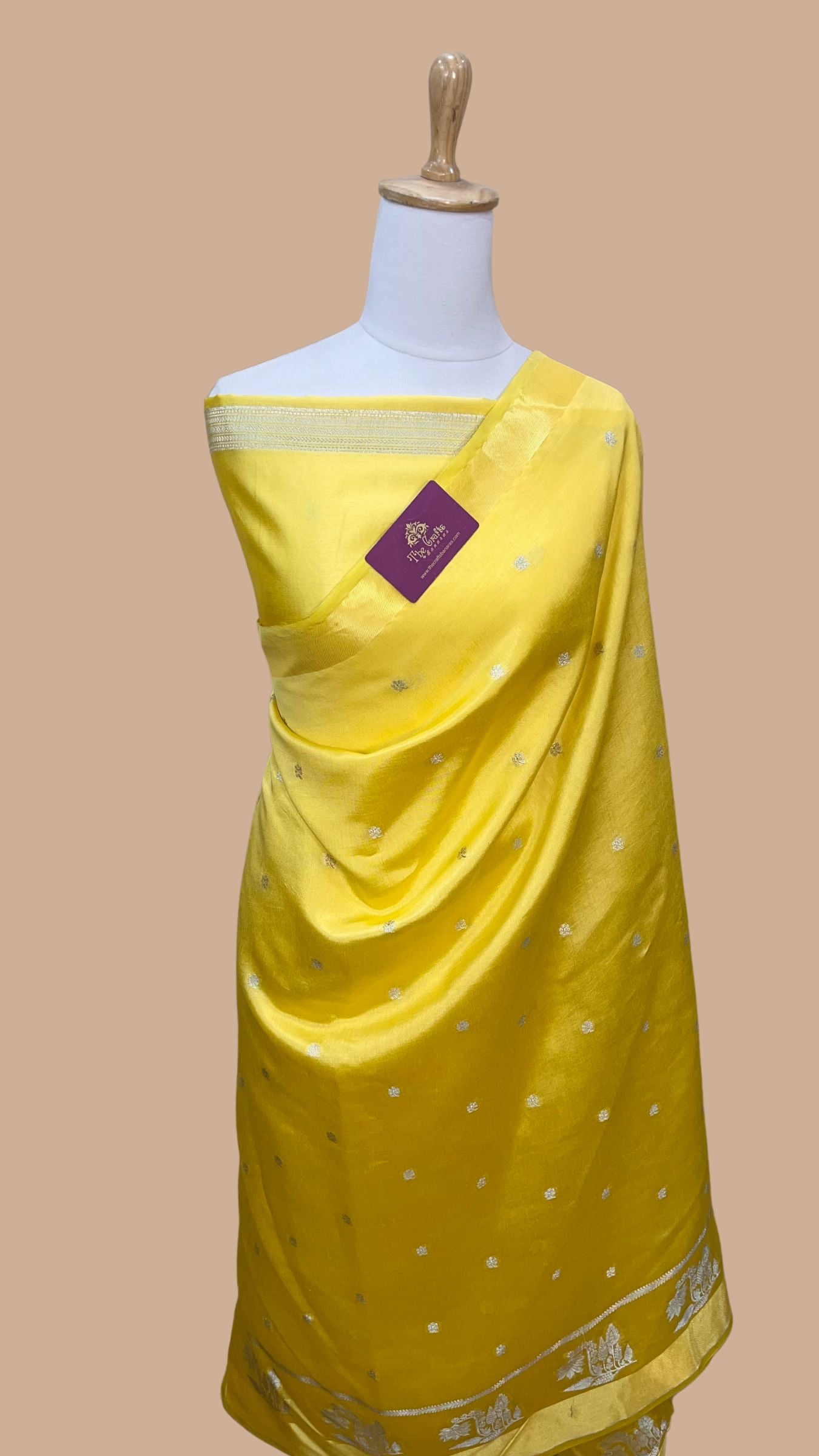 Yellow Pure ChiniyaSilk Banarasi Saree