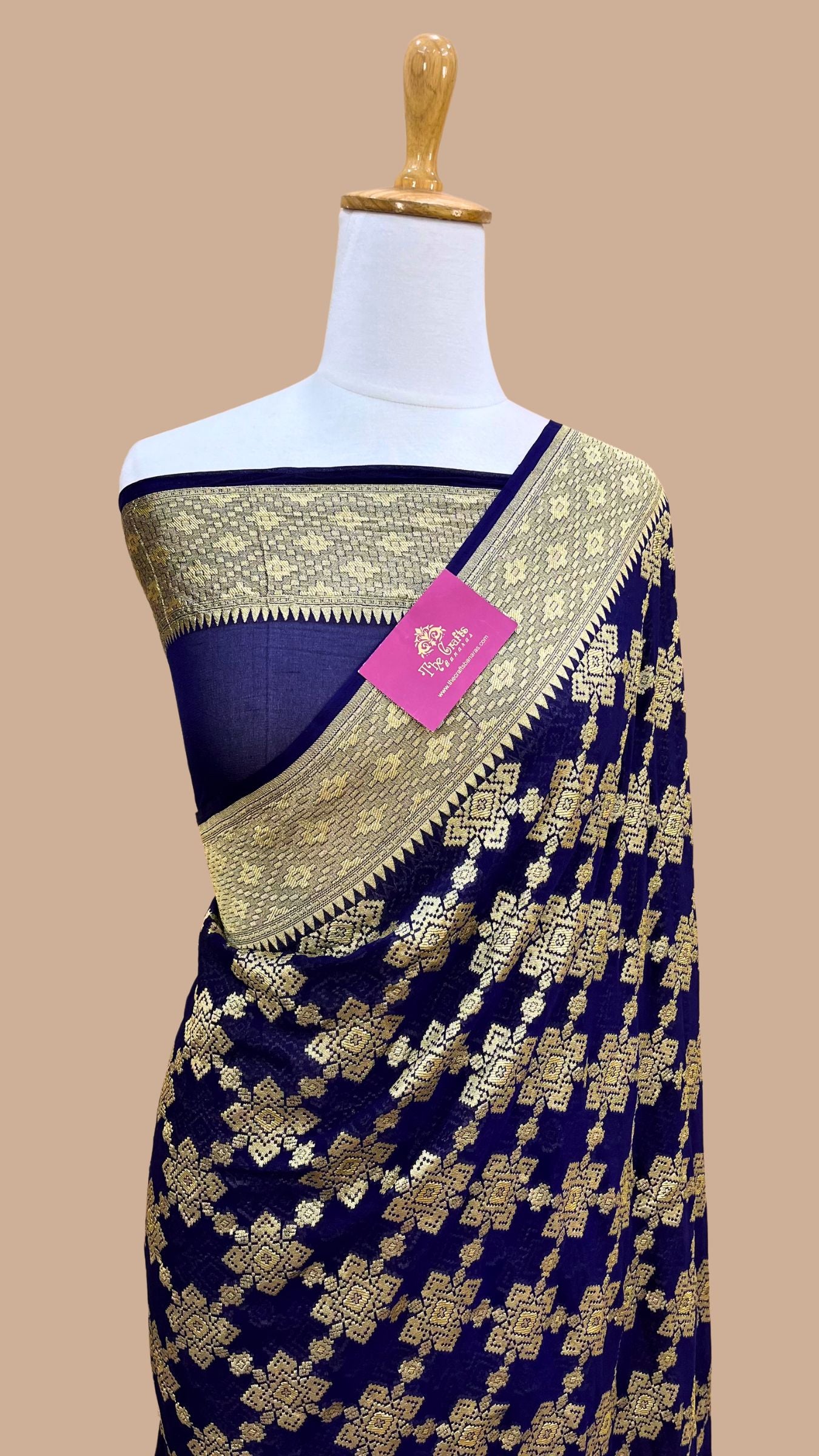 Khaddi Georgette Banarasi Saree - Gold Zari