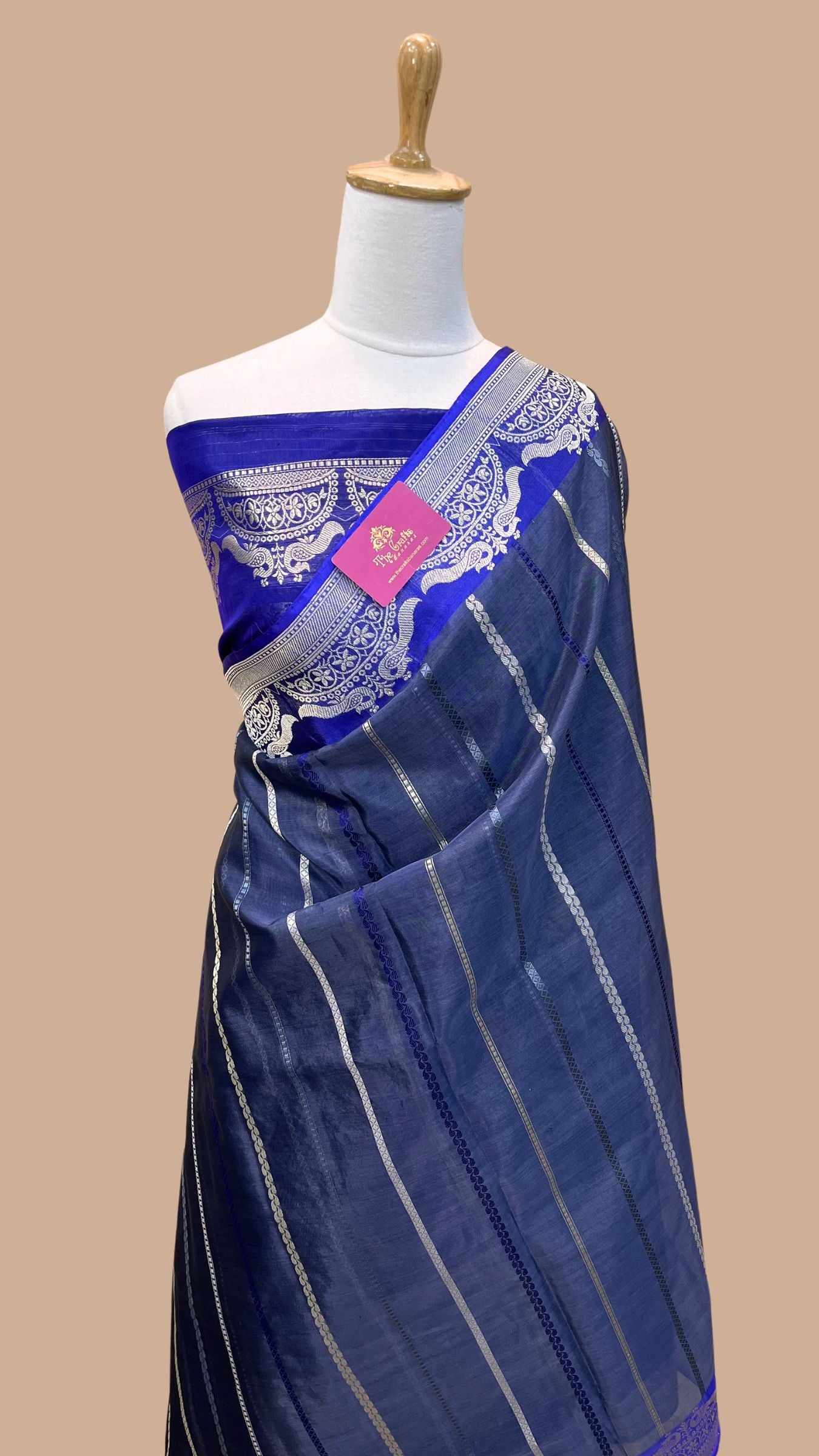 Pure Kora Silk Handloom Banarasi Saree - with kadhua stripes