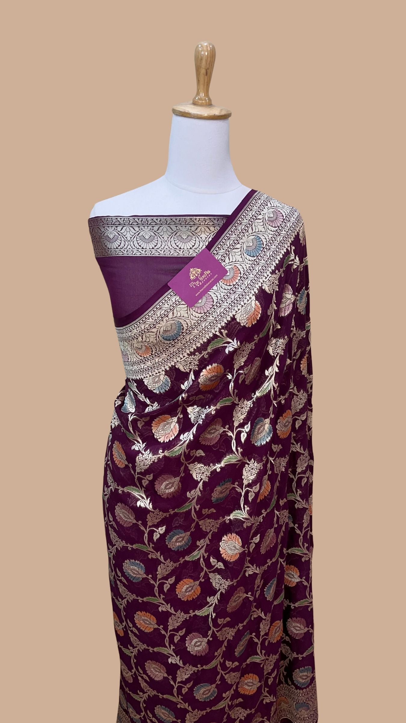 Khaddi Georgette Handloom Banarasi Saree