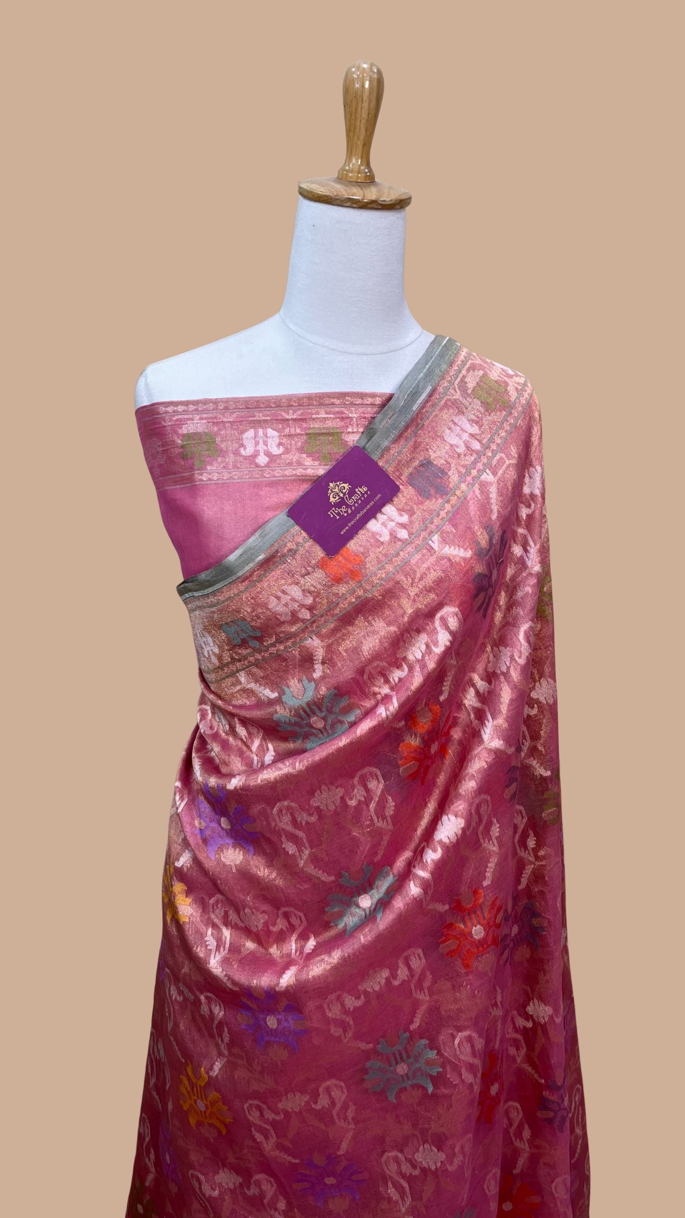 Pure Ektara Cotton Tissue Jamdani Banarasi Saree - Tilfi