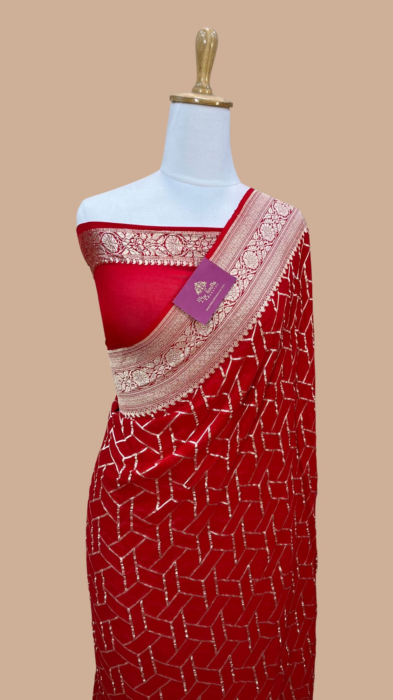 Khaddi Georgette Banarasi Saree - Water Zari