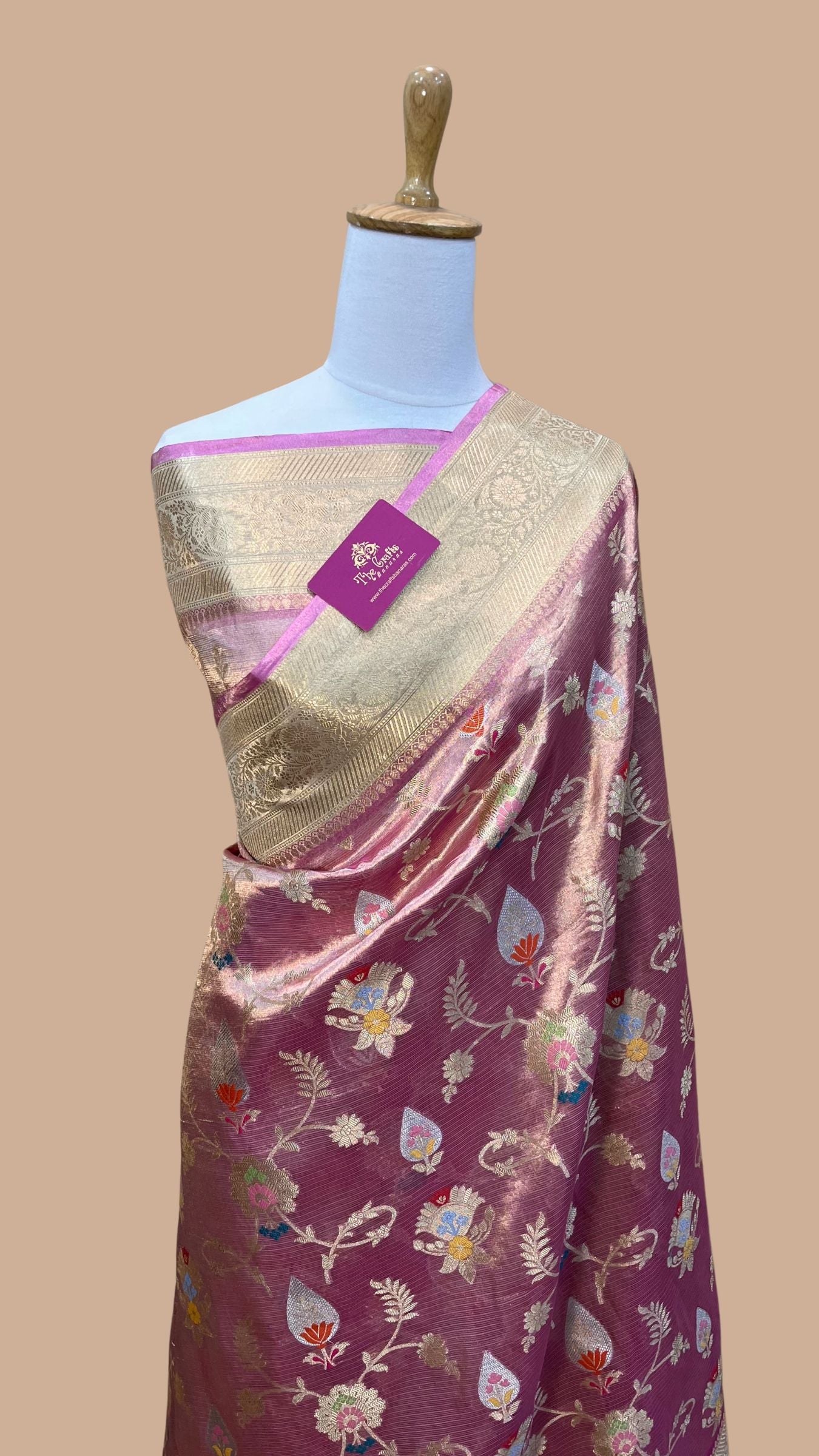 Pure Zari Kota Tissue Silk Handloom  Banarasi Saree - Meenakari