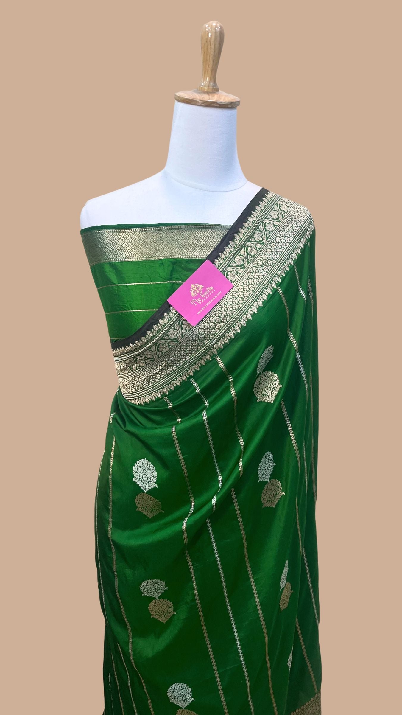 Pure Katan Silk Handloom Banarasi Saree - with kadhua stripes