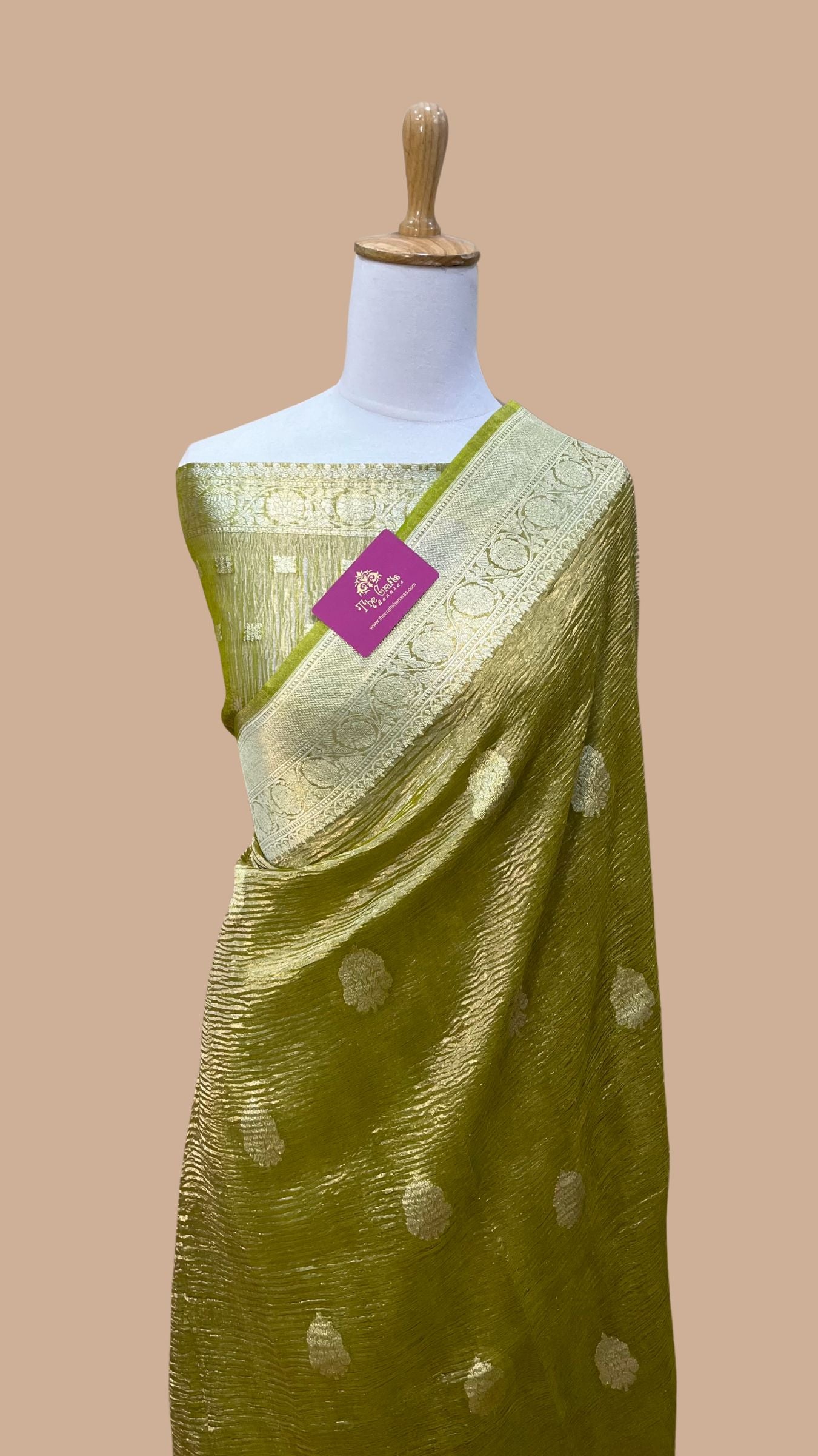 Pure Crush Tissue Silk Handloom  Banarasi Saree