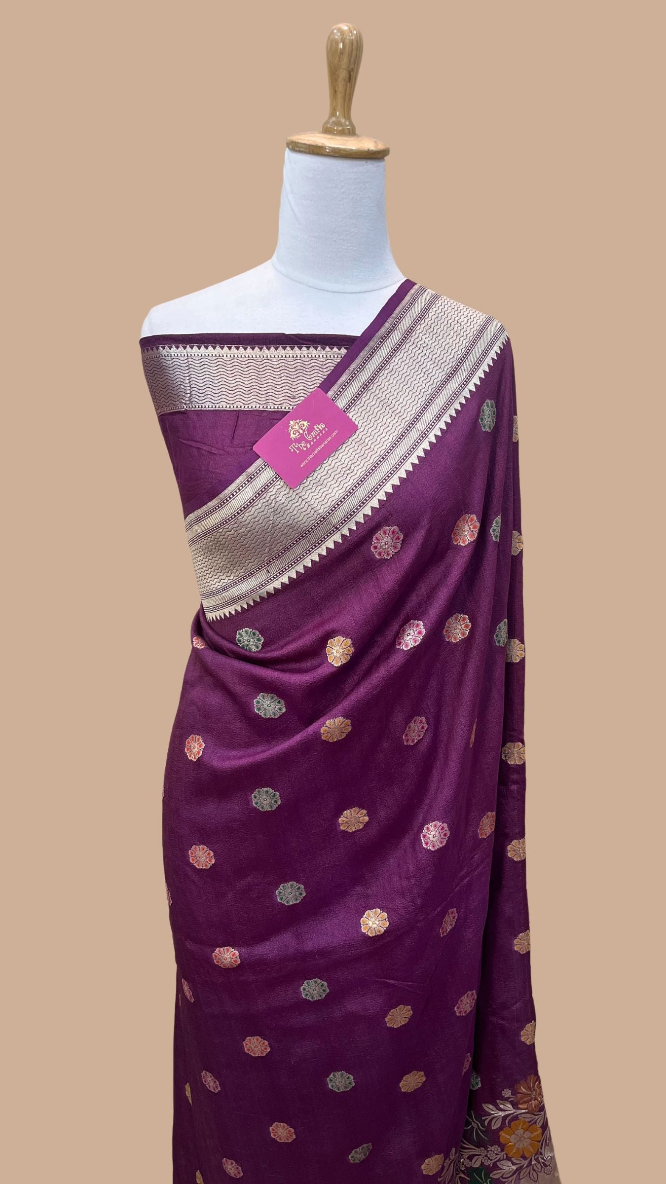 Tussar Georgette Handloom Banarasi Saree - Meenakari