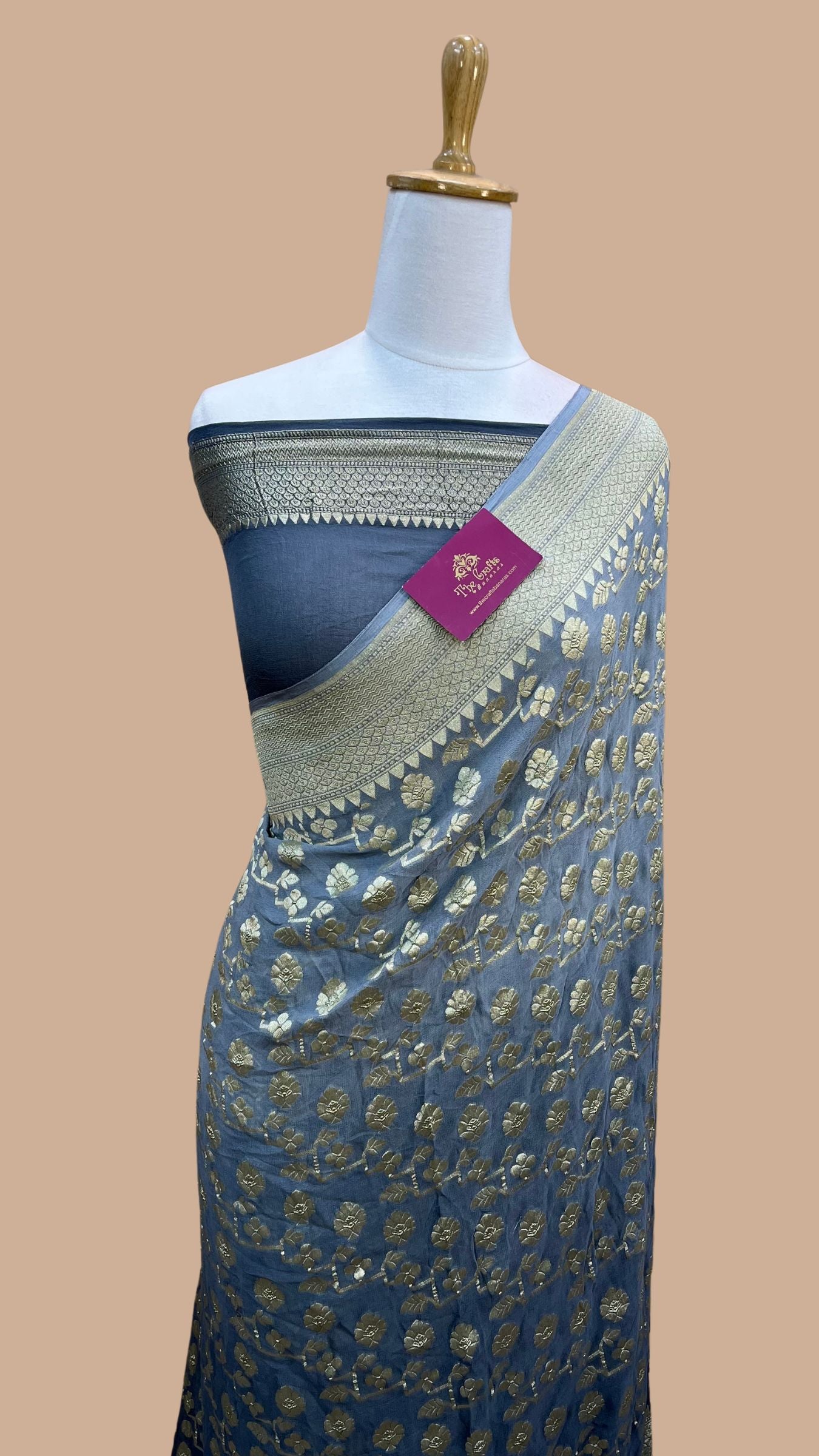 Khaddi Georgette Banarasi Saree - Water Zari