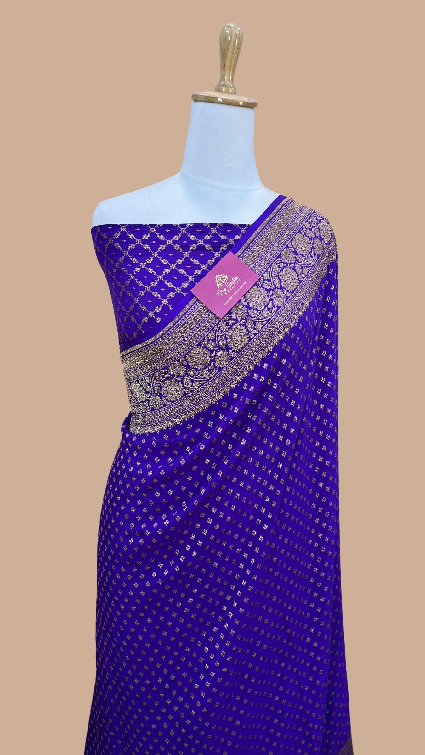 Pure Crepe Georgette Banarasi Saree - Antique Zari