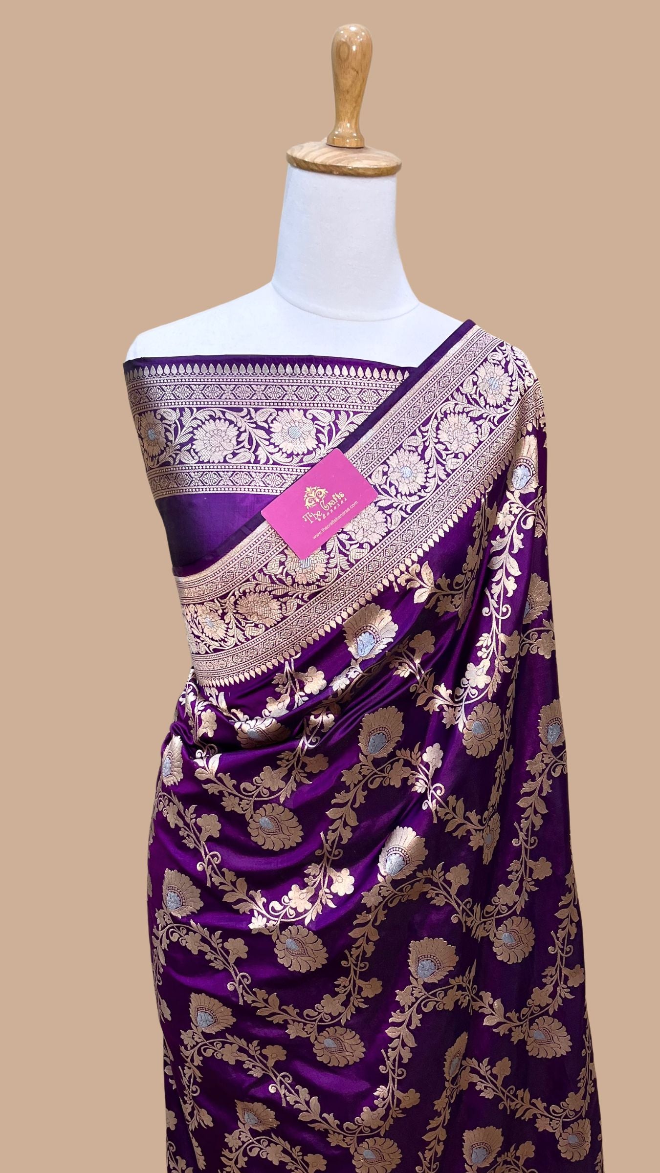 Pure Katan Silk Handloom Banarasi Saree - All over Sona Roopa Jaal work