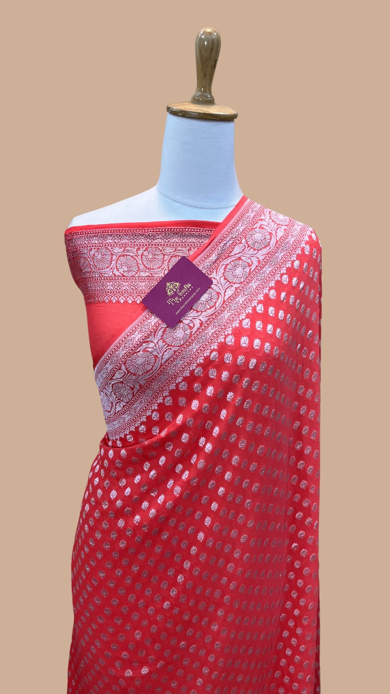 Pure Georgette Banarasi Saree - Silver Zari