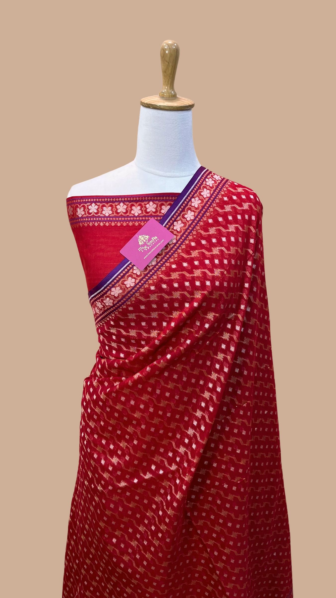 Pure Ektara Cotton Jamdani Banarasi Saree - Tilfi