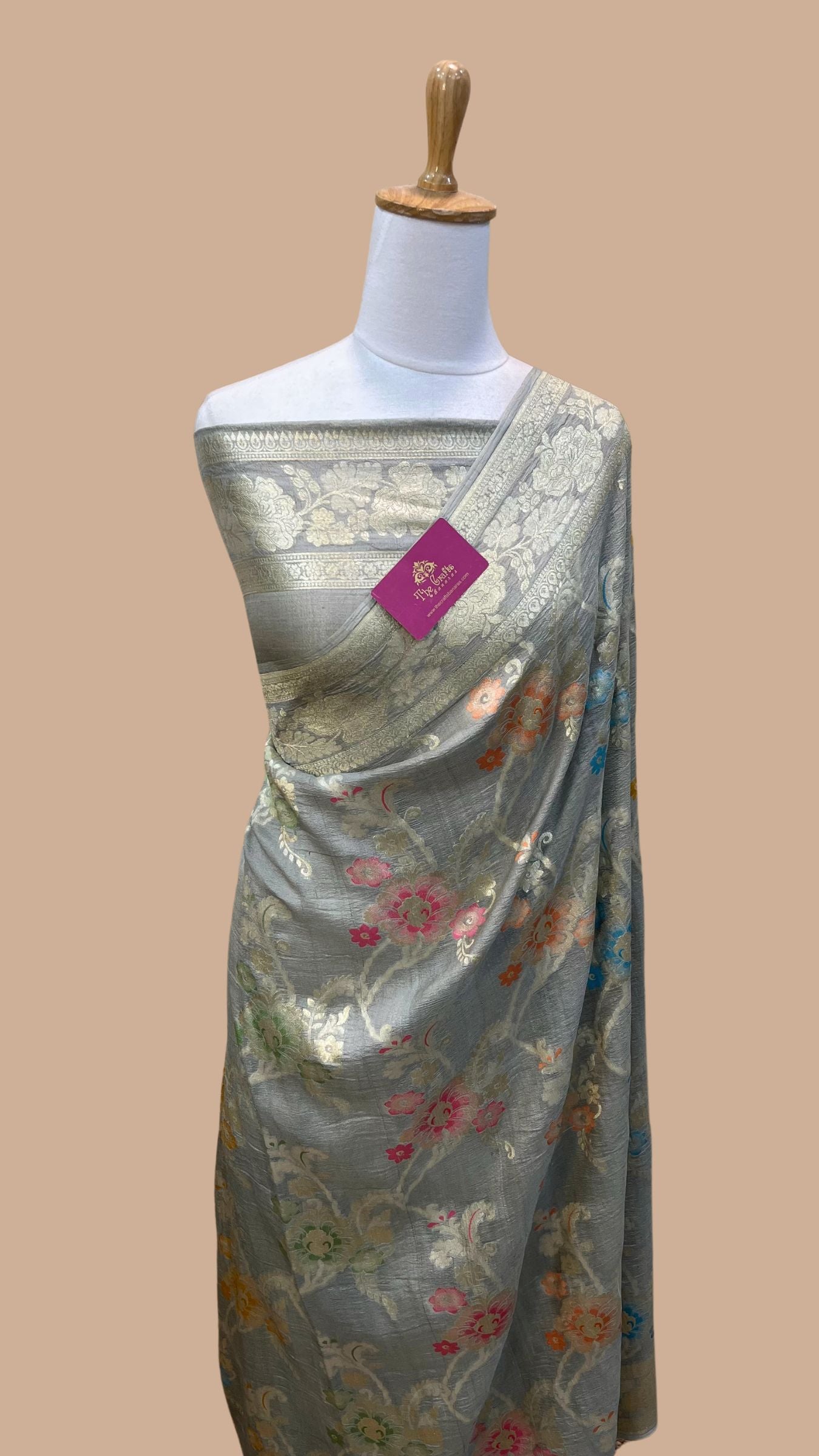 Tussar Georgette Handloom Banarasi Saree - Jaal with Meenakari