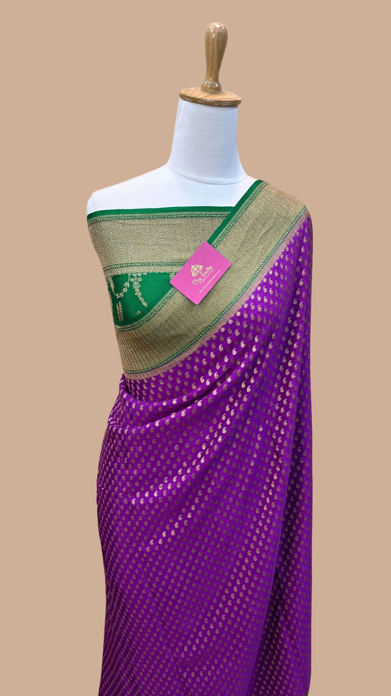 Pure Crepe Georgette Banarasi Saree - Antique Zari