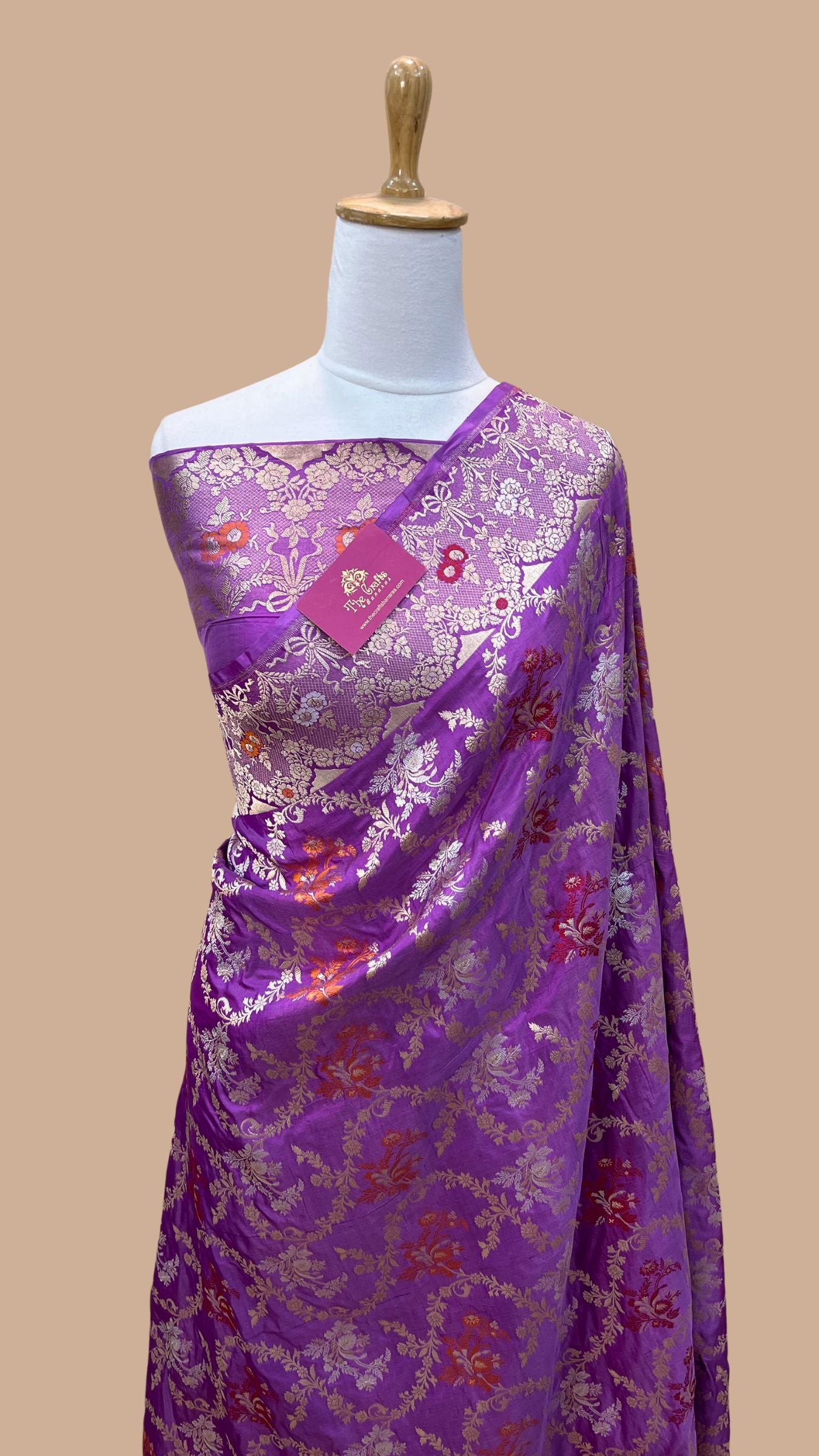 Pure Katan Silk Handloom Banarasi Saree - All over Meenakari Jaal work