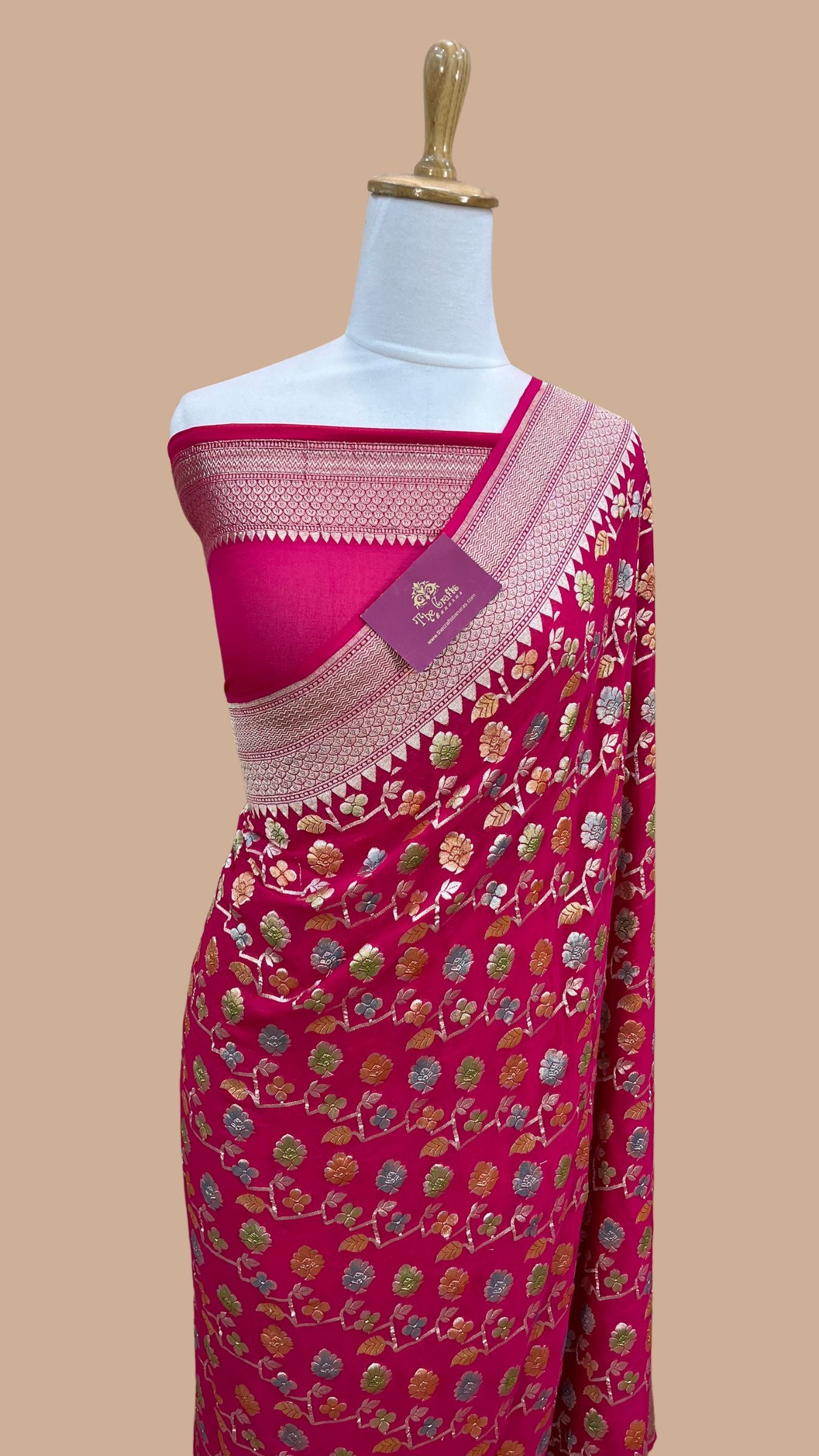 Khaddi Georgette Handloom Banarasi Saree - Water Zari