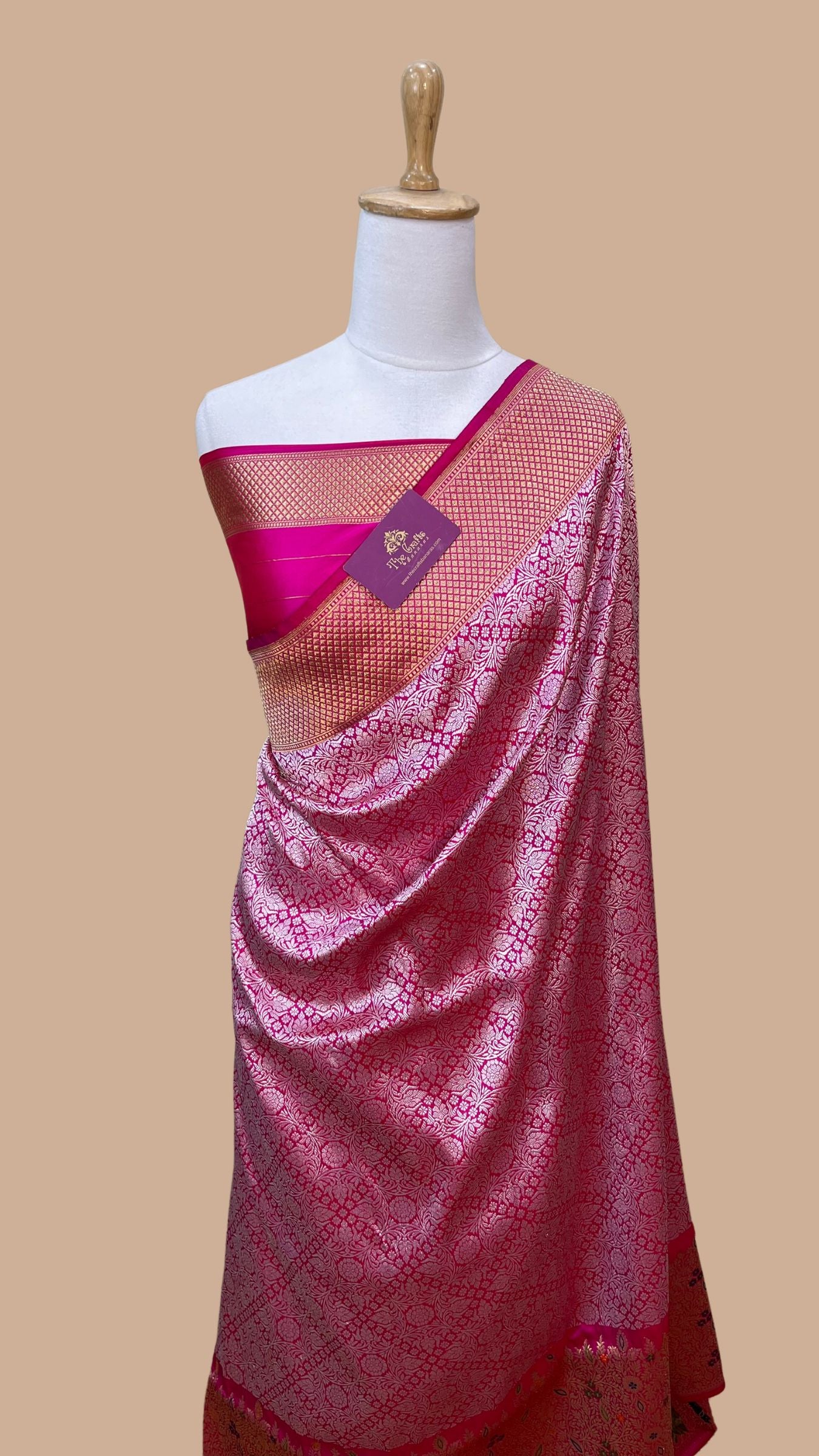 Pure Katan Silk Handloom Banarasi Saree - Kadhua Tanchui Brocade Meena