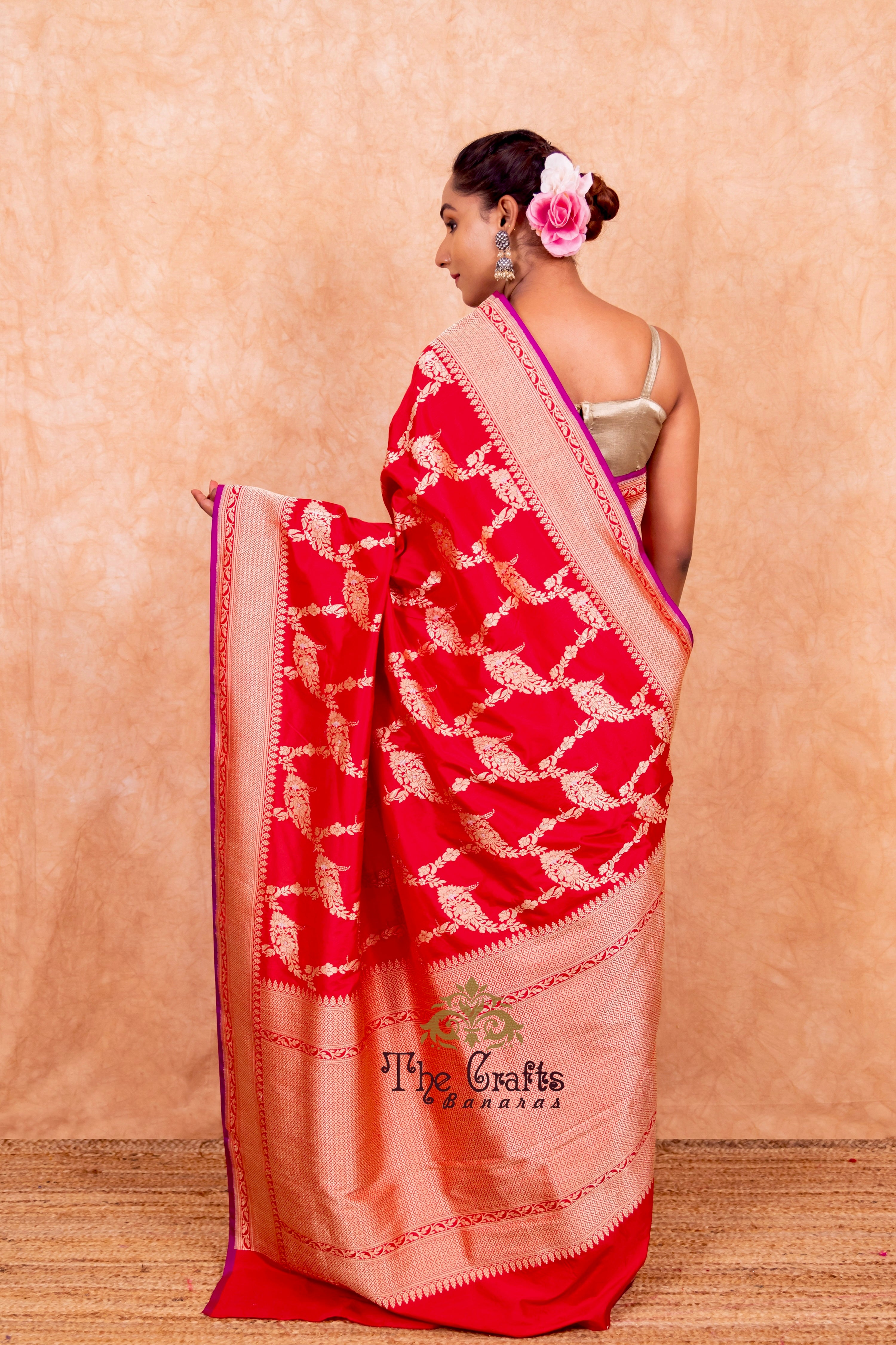 Pure Katan Silk Handloom Banarasi Saree - Kadhua jangla with sona roopa motifs