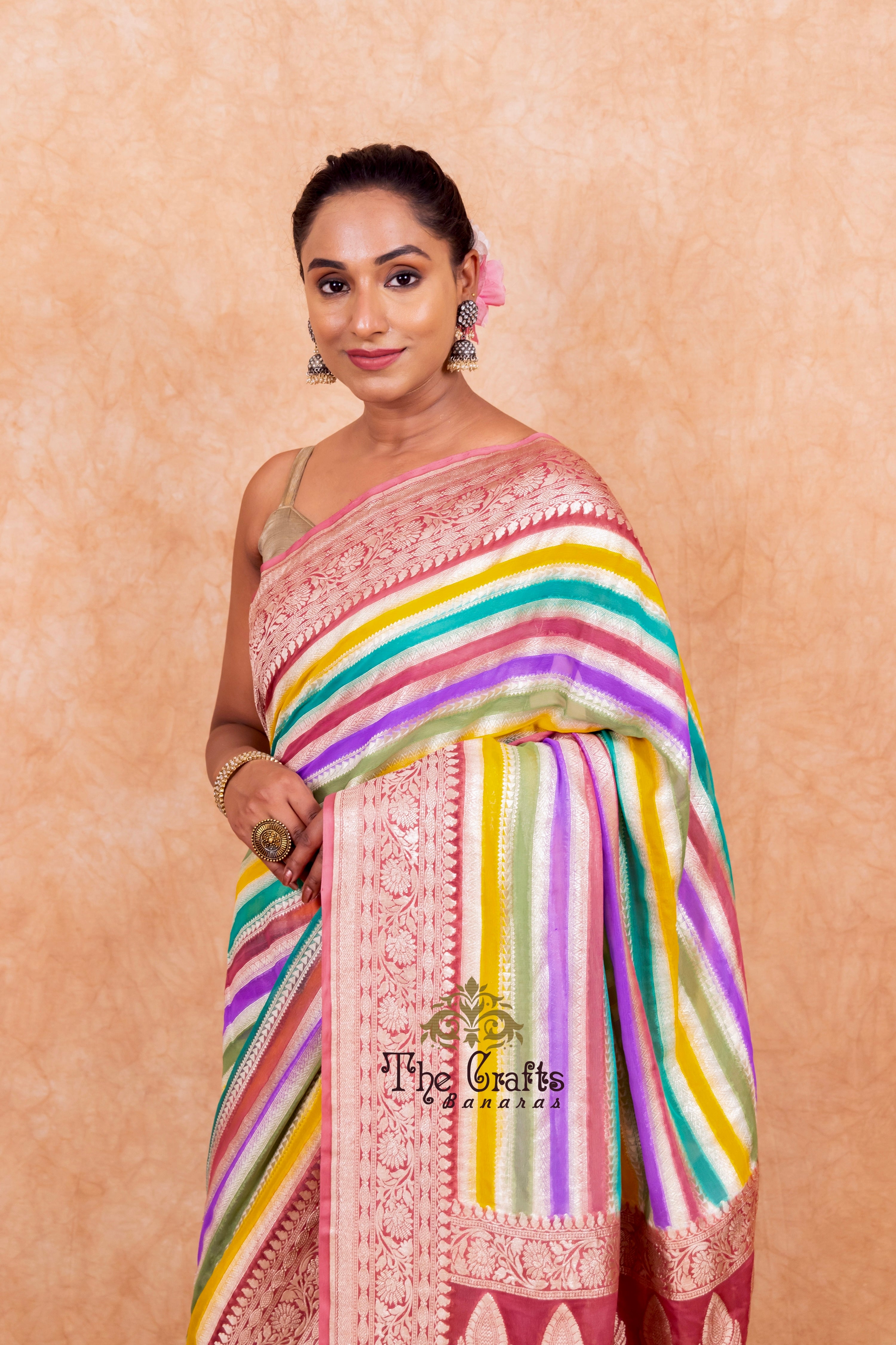 Khaddi Georgette Handloom Banarasi Saree