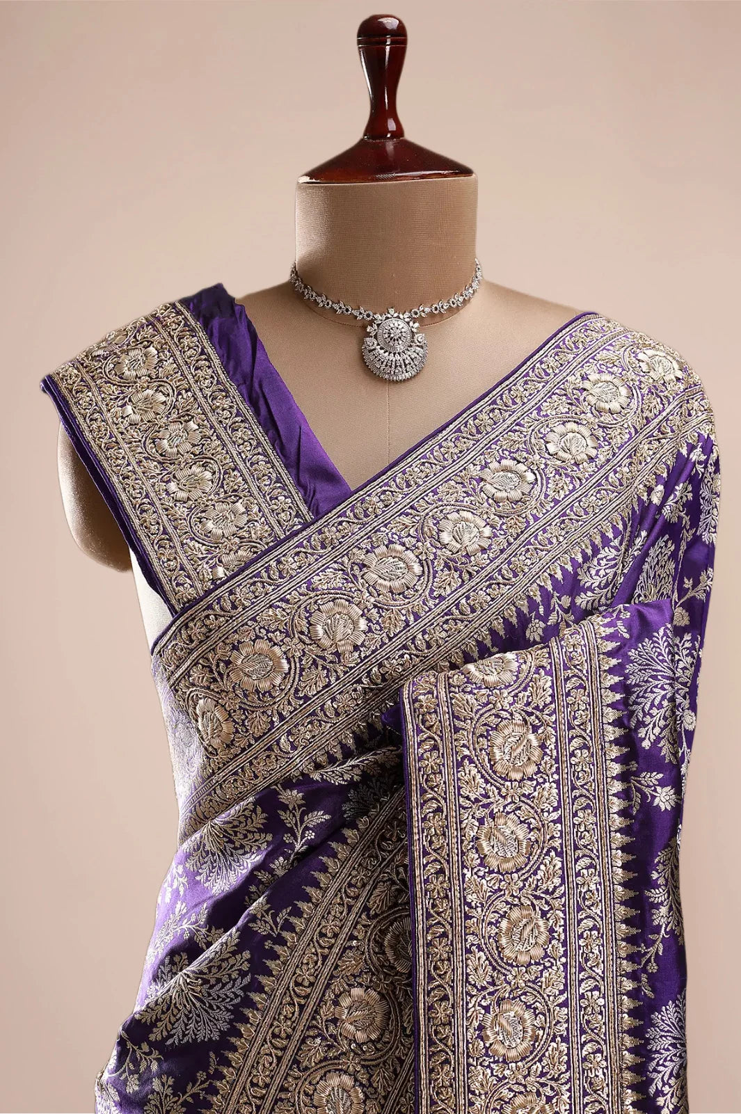 Pure Katan Silk Handloom Banarasi Saree with Gotta Patti Zardozi Handwork